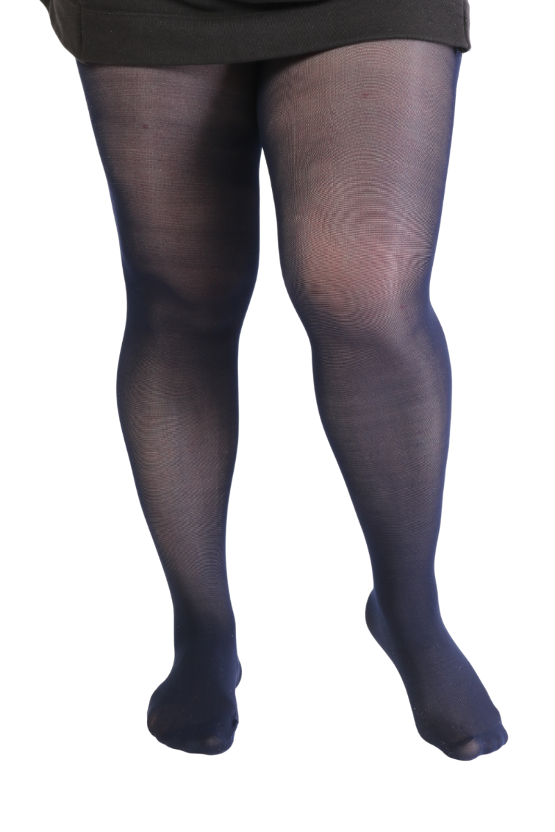 OPAQUE plus size blue tights for women, showcasing a vibrant blue color and stretchy fabric designed for comfort and style.