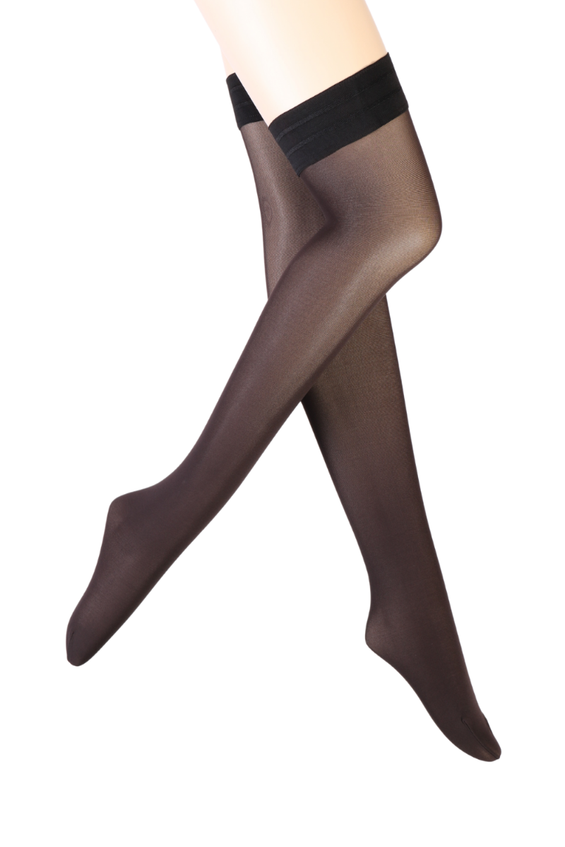 PASSION 40DEN dark brown hold-ups featuring a comfortable silicone hem, perfect for stylish women.