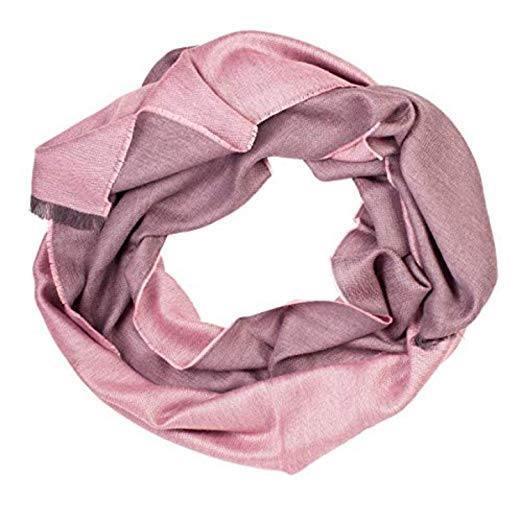 Luxurious pink double face alpaca wool and silk shawl, showcasing its soft texture and elegant design.