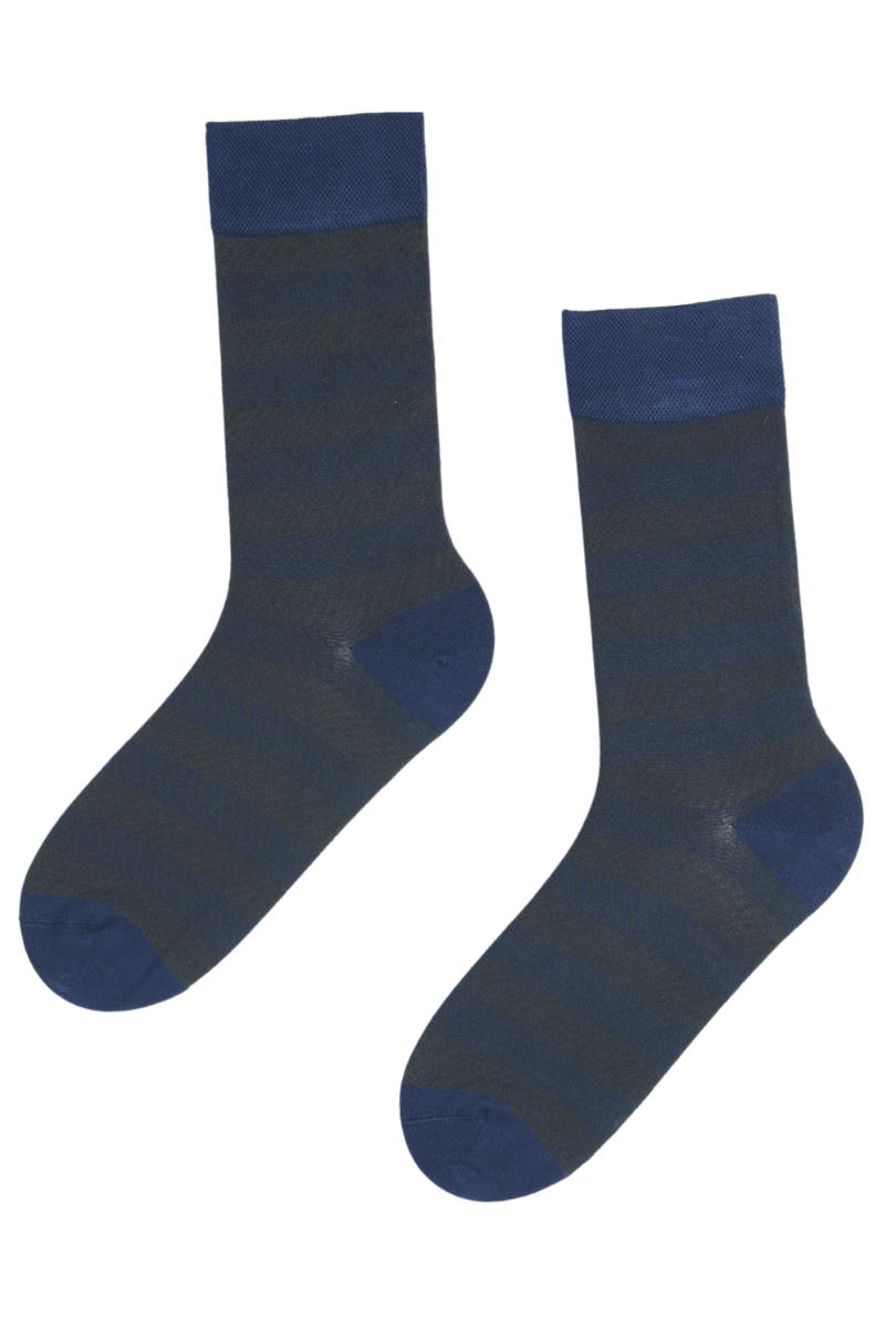 PIOPPI green striped suit socks featuring a stylish blue and green striped pattern, made from soft viscose for comfort.