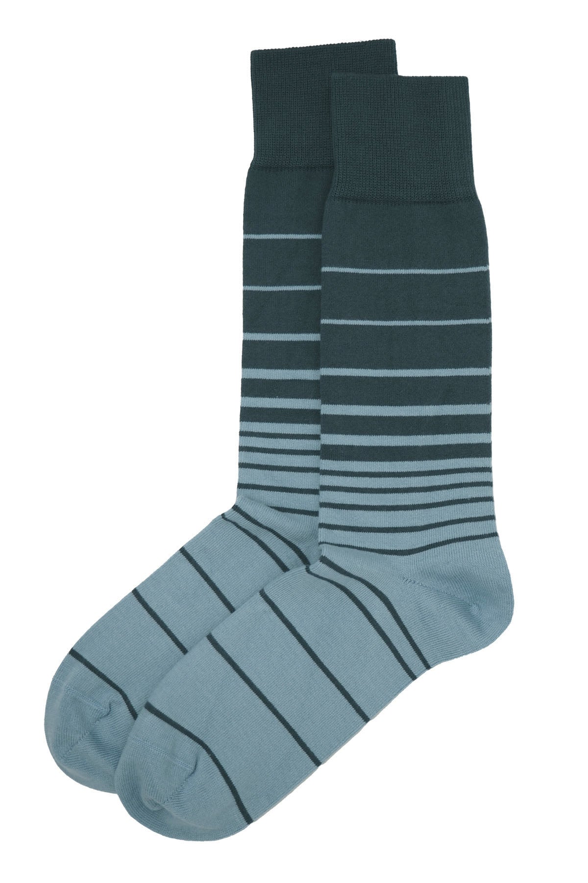 Retro Stripe Men's Socks in blue featuring vivid navy and blue stripes, crafted from luxurious Supima cotton.