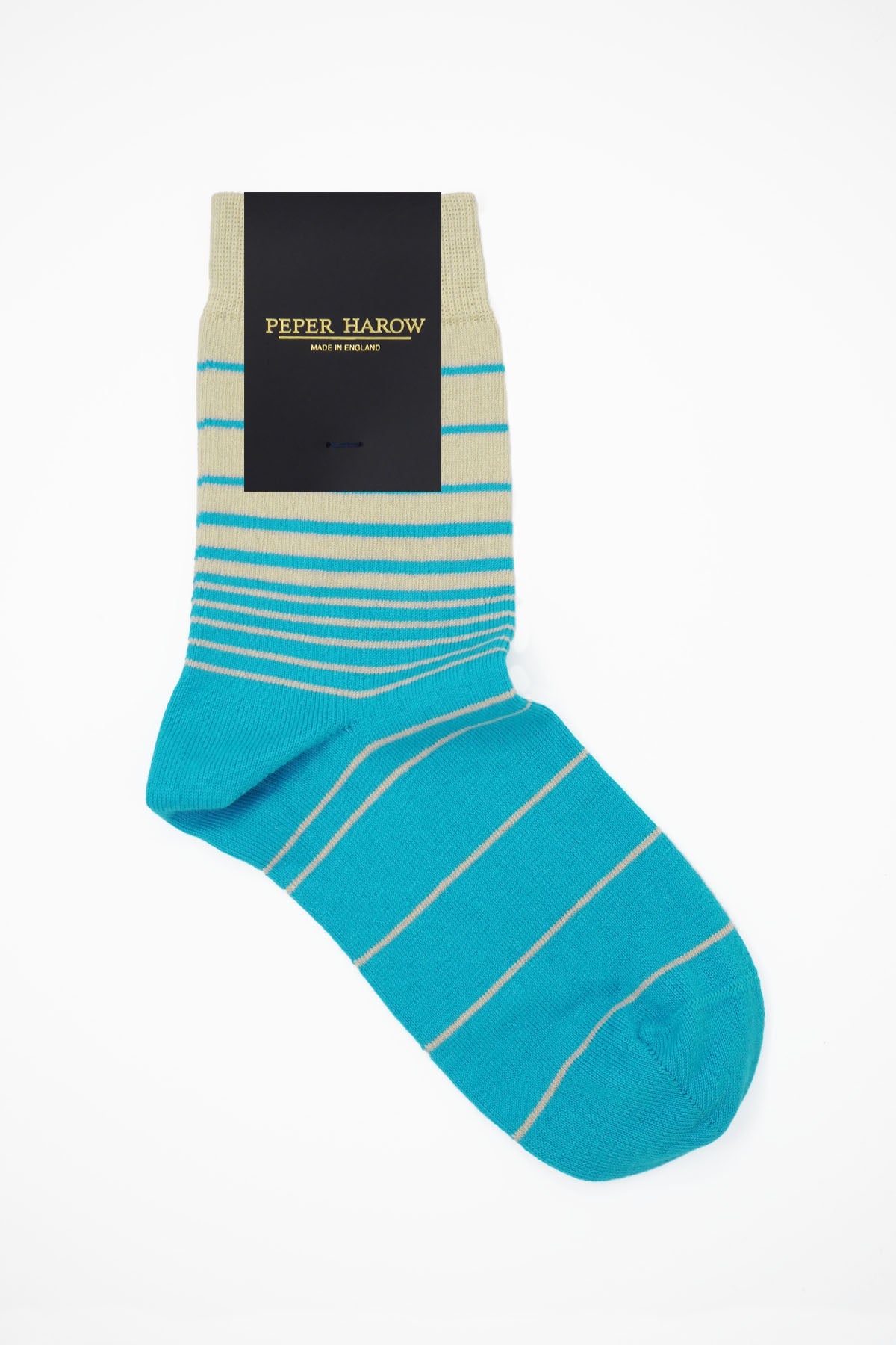 Retro Stripe Women's Socks in blue with beige stripes, showcasing luxury and comfort.