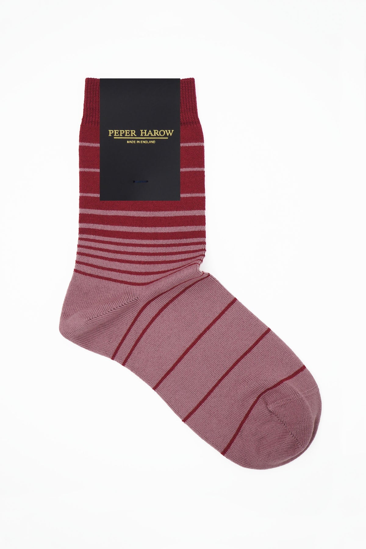 Retro Stripe Women's Socks in musk with red and musk stripes, showcasing luxurious Supima cotton and seamless toe design.