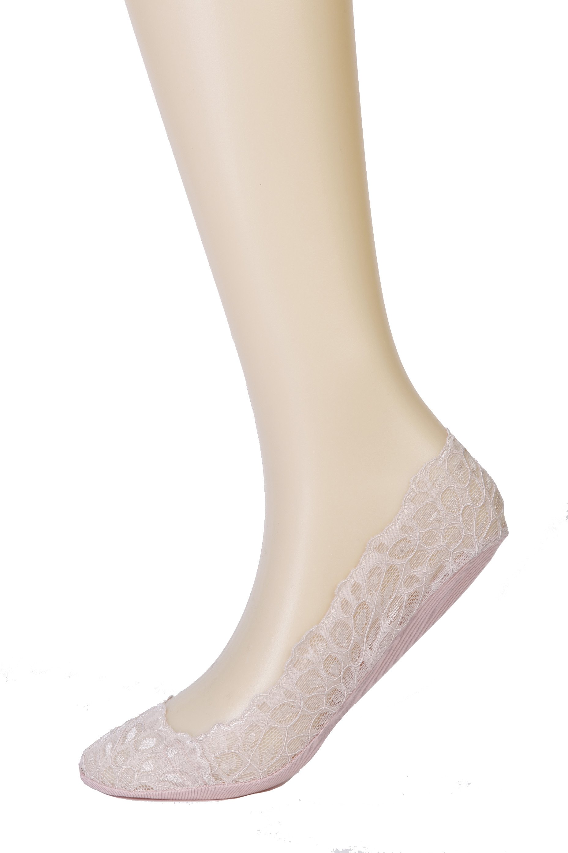 RICCA purple footsies featuring a lace pattern and silicone grip, designed for women's comfort.