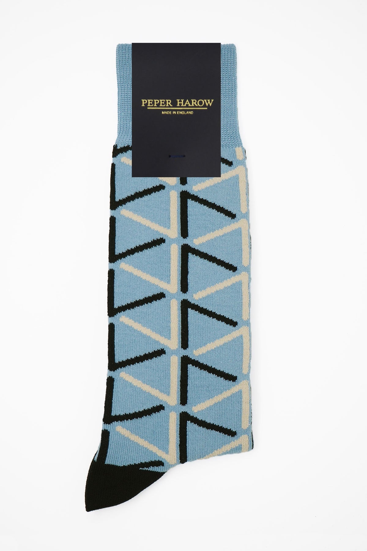 Septem Men's Socks in Sky blue with black and cream patterns, showcasing luxury and style.