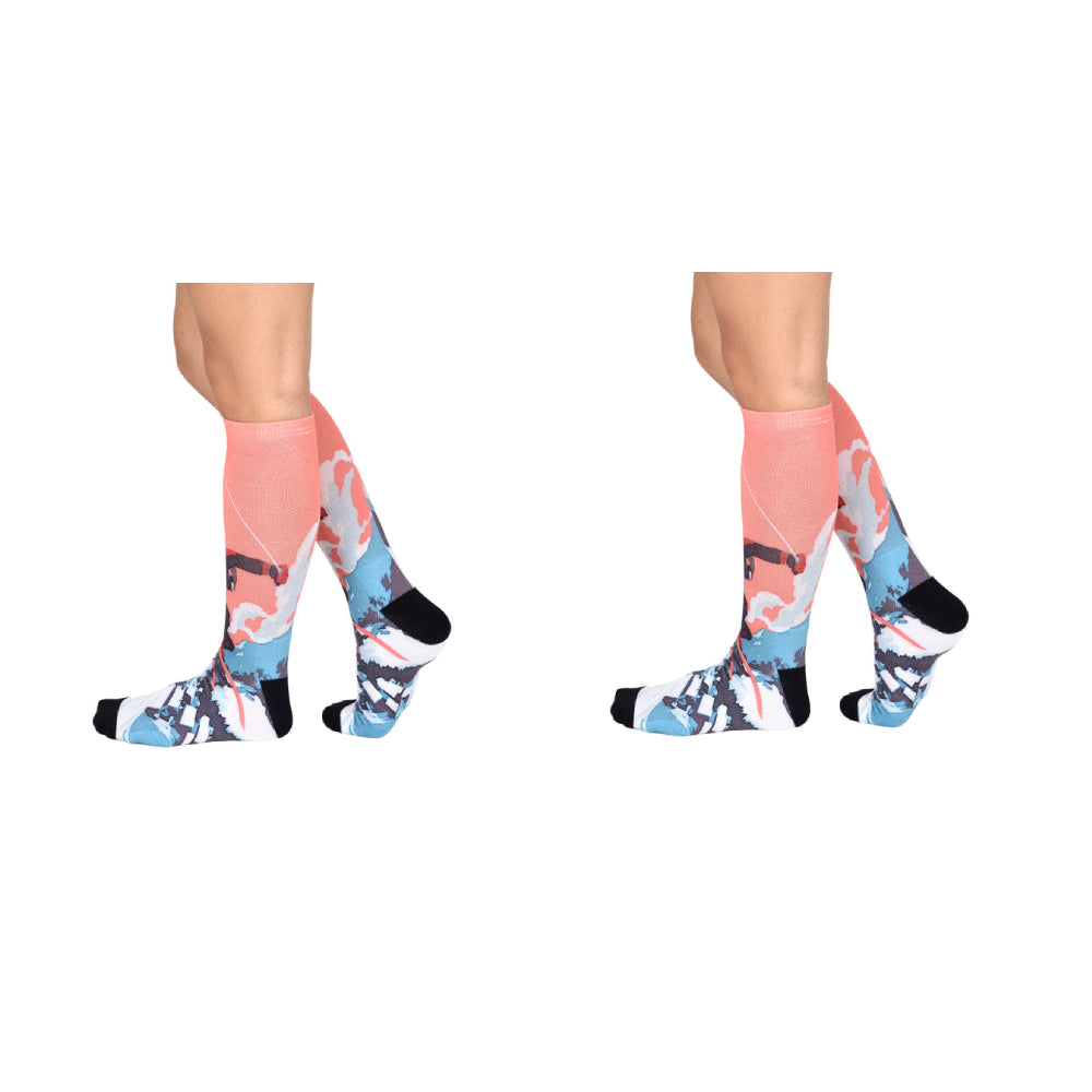 Sierra Socks Alpine Racer Pattern CoolMax Socks featuring a dynamic alpine design, perfect for winter sports enthusiasts.