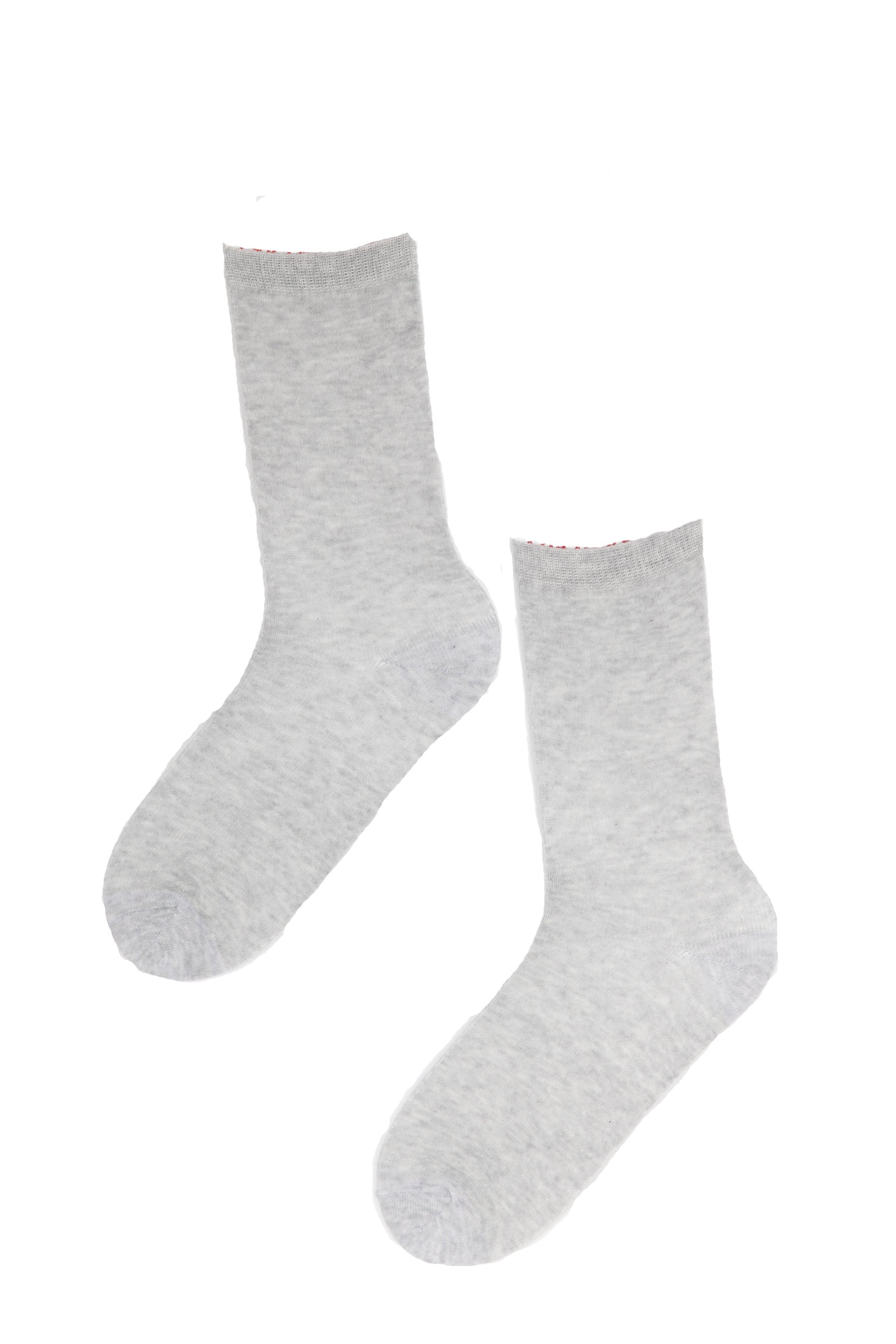 A pair of light grey SILVER sparkling angora socks featuring shiny silver threads woven into the fabric, showcasing luxury and comfort.