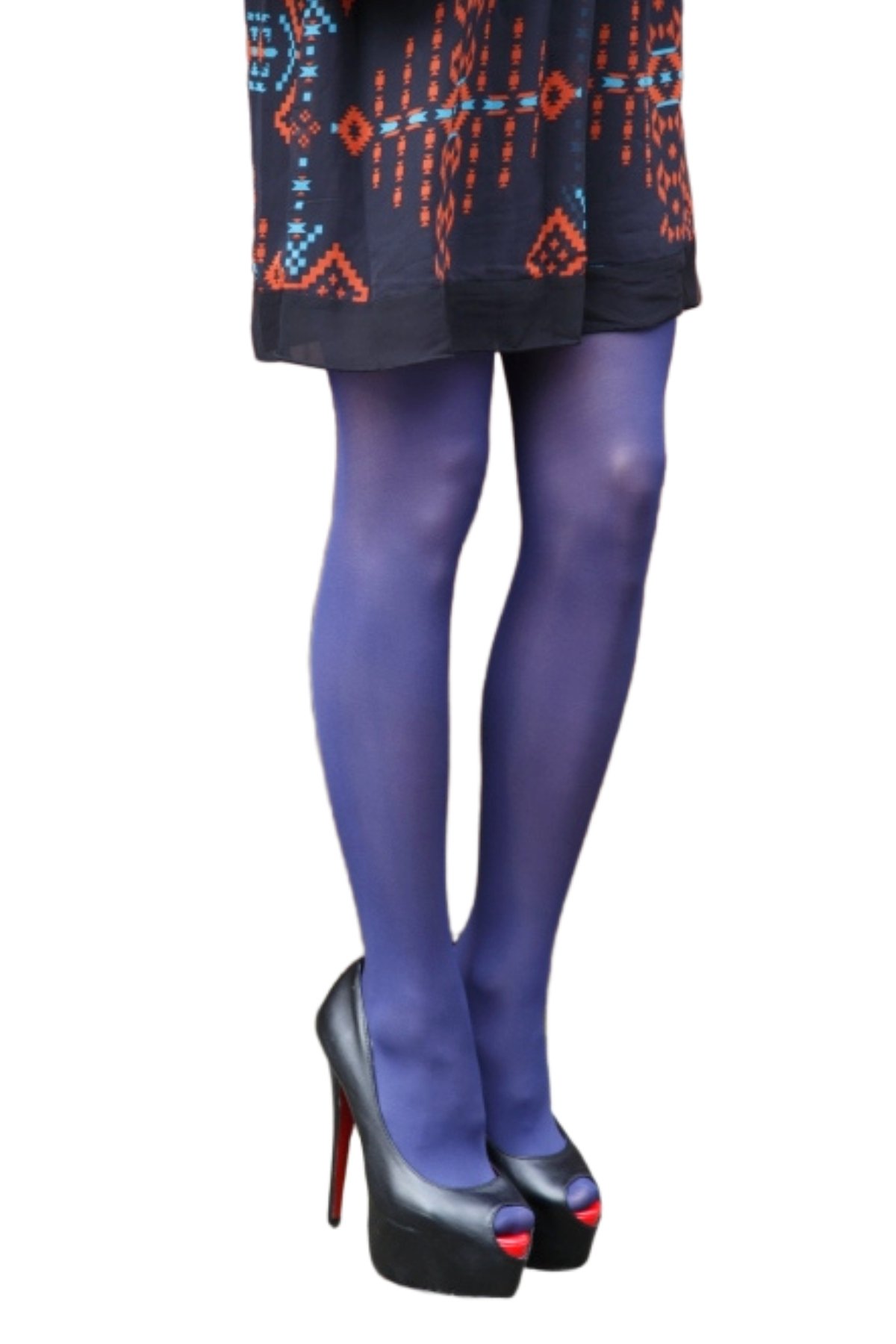 STIINA BLUE women's microfiber tights in a vibrant blue color, showcasing their soft texture and comfortable design.