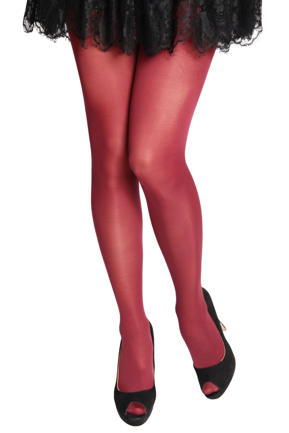 STIINA BORDEAUX tights in rich bordeaux color, showcasing soft microfiber texture and comfortable gusset design.