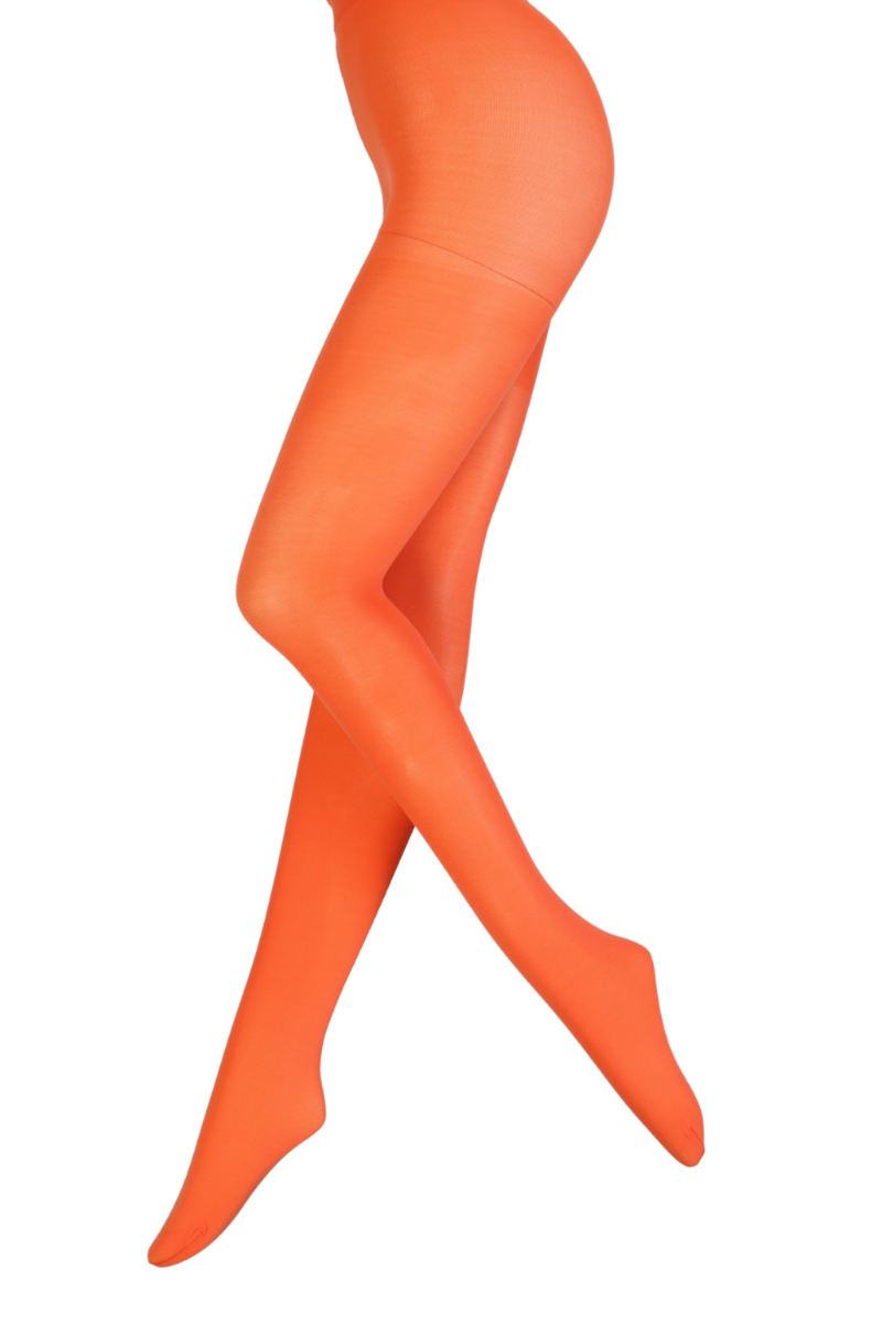 STIINA MANGO 40 DEN tights in vibrant orange color, showcasing a soft microfiber texture and wedge design.