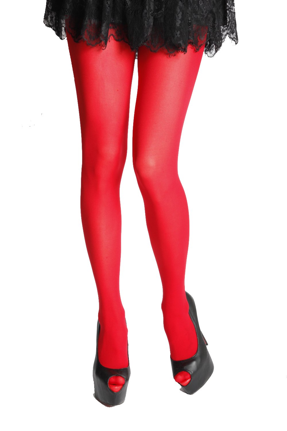 STIINA ROSSO women's microfiber tights in a rich red color, showcasing their soft texture and comfortable design.