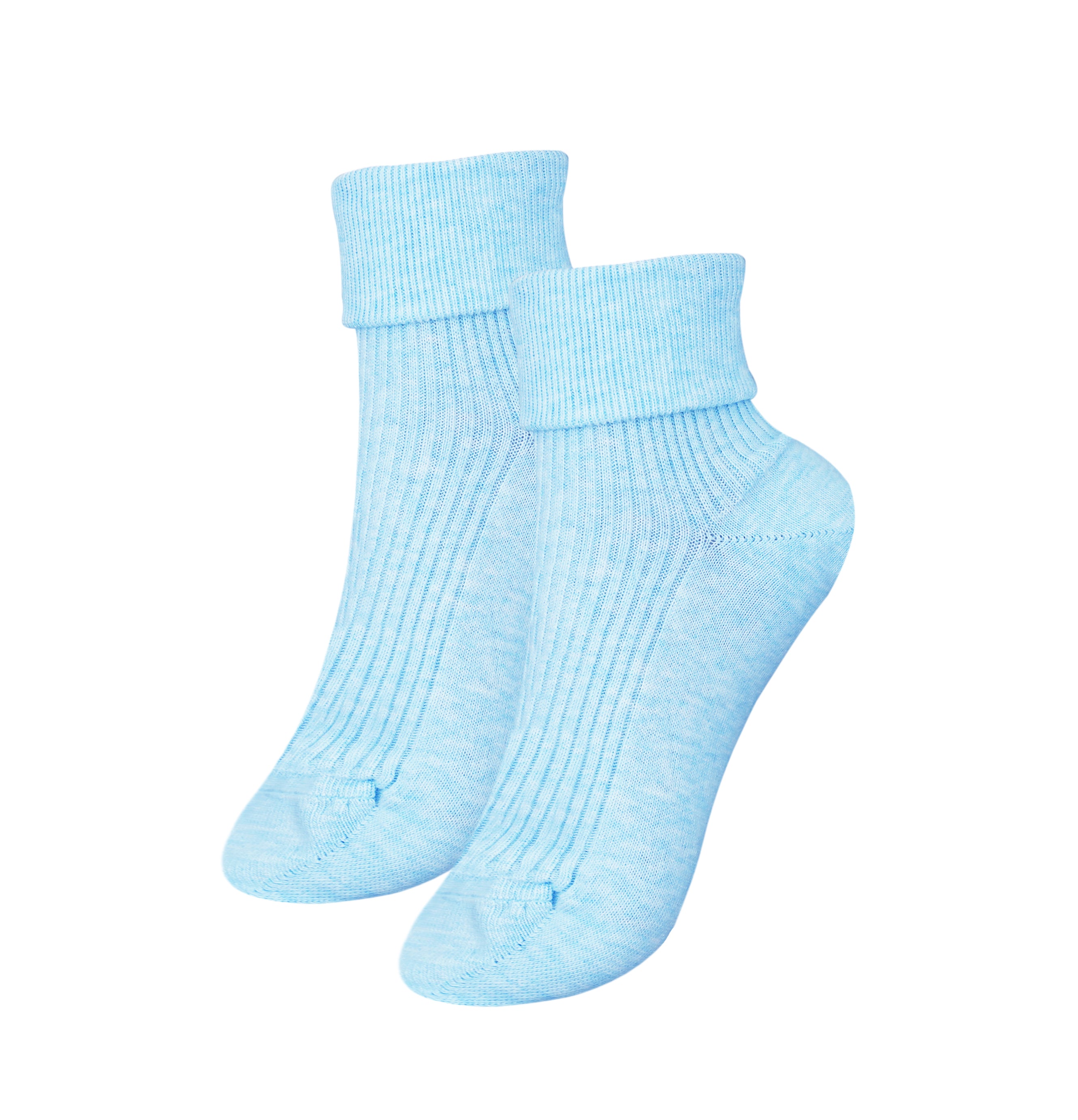 A pair of tittimitti® 100% Organic Combed Cotton Women's Socks in various colors, showcasing their luxurious texture and adjustable cuff design.