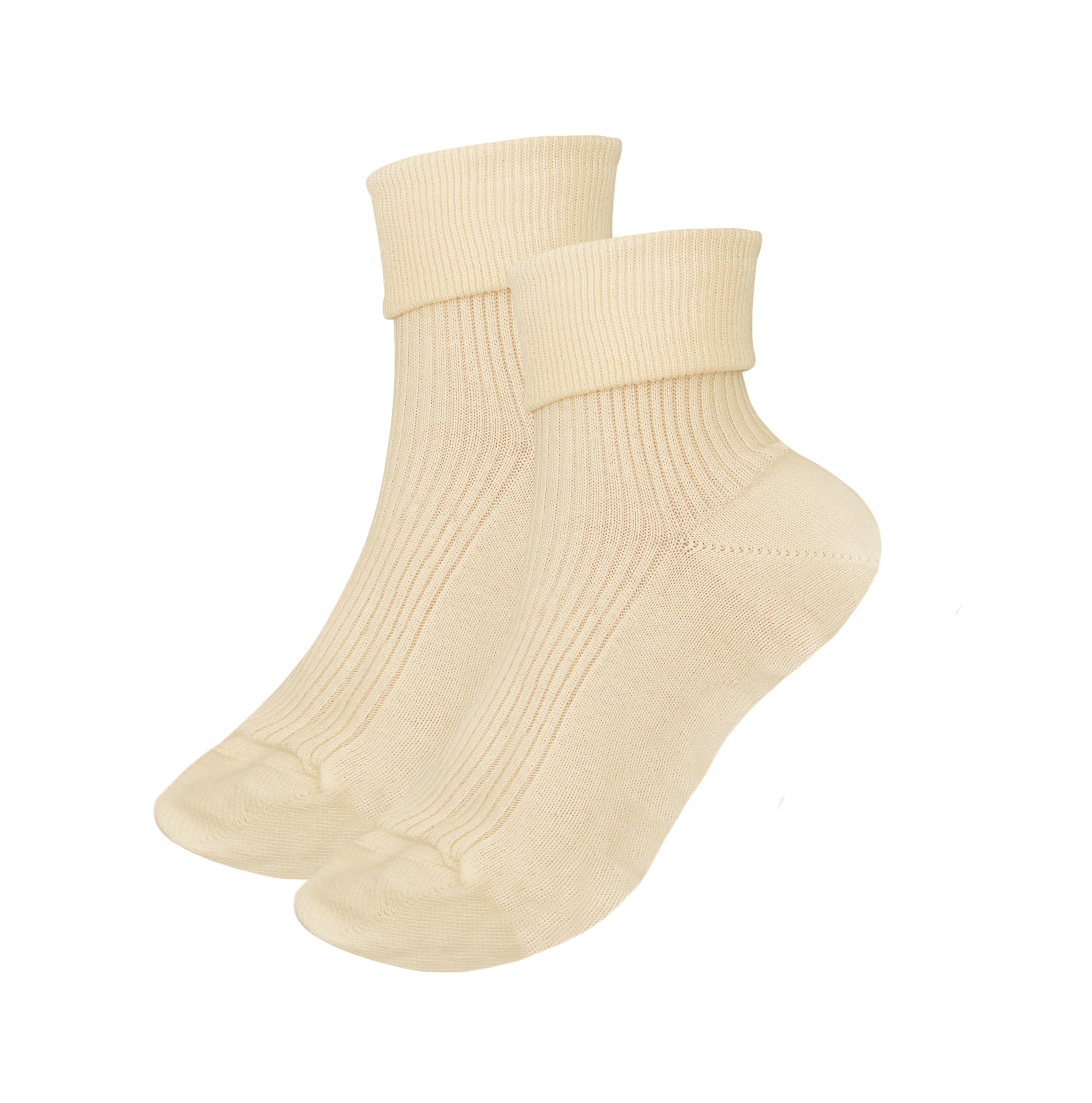 A pair of tittimitti® 100% Organic Combed Cotton Women's Socks in various colors, showcasing their luxurious texture and adjustable cuff design.