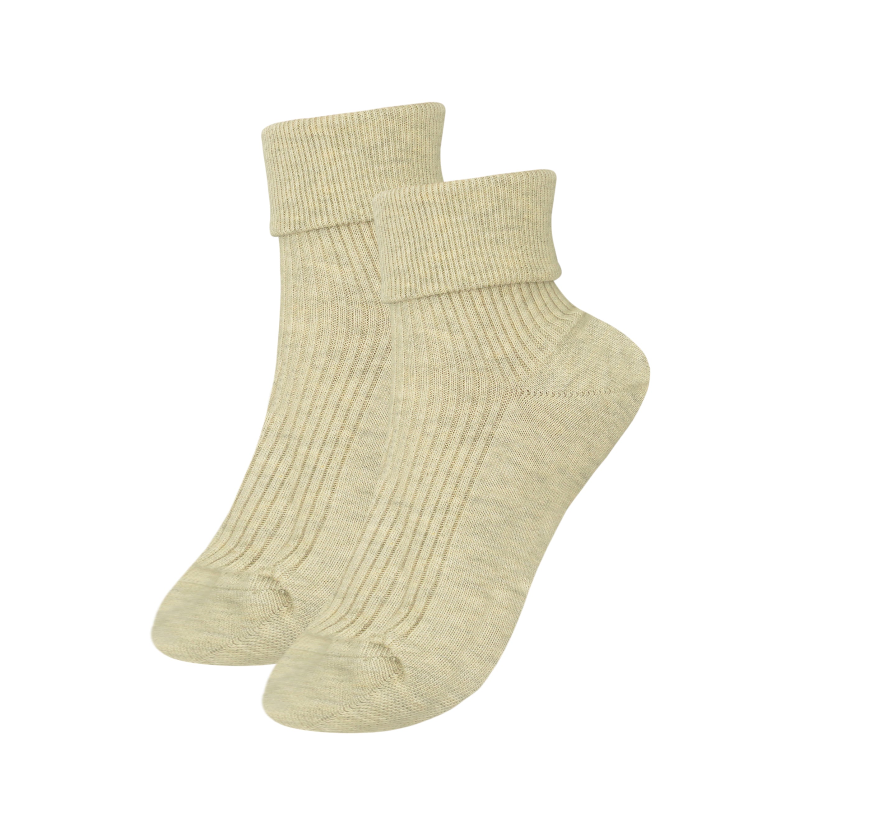 A pair of tittimitti® 100% Organic Combed Cotton Women's Socks in various colors, showcasing their luxurious texture and adjustable cuff design.