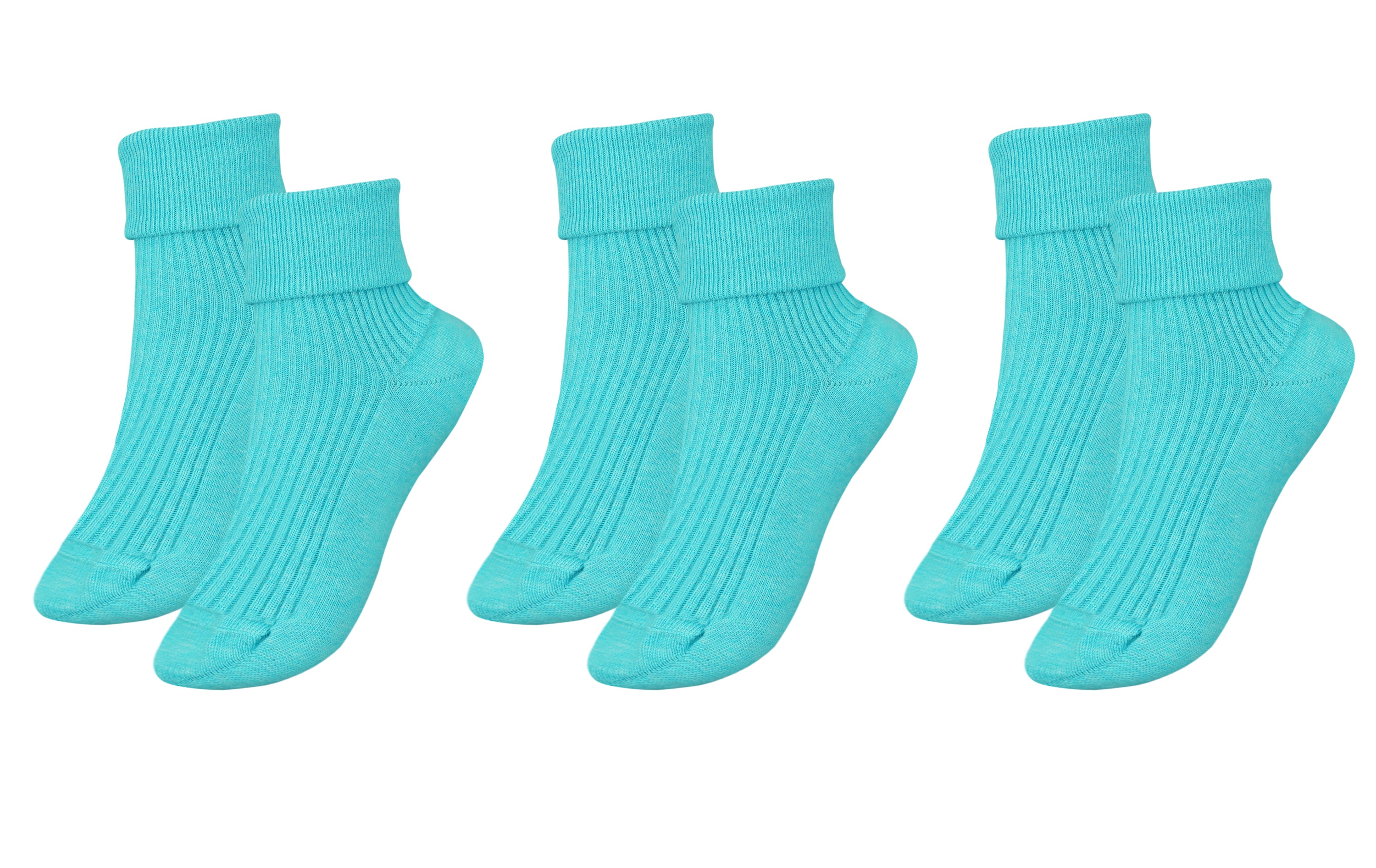 A pack of three pairs of tittimitti® luxury women's socks made from 100% organic combed cotton, showcasing various colors and textures.