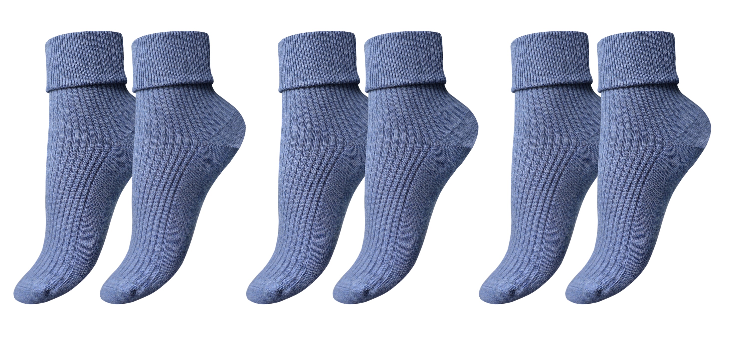 A pack of three pairs of tittimitti® luxury women's socks made from 100% organic combed cotton, showcasing various colors and textures.