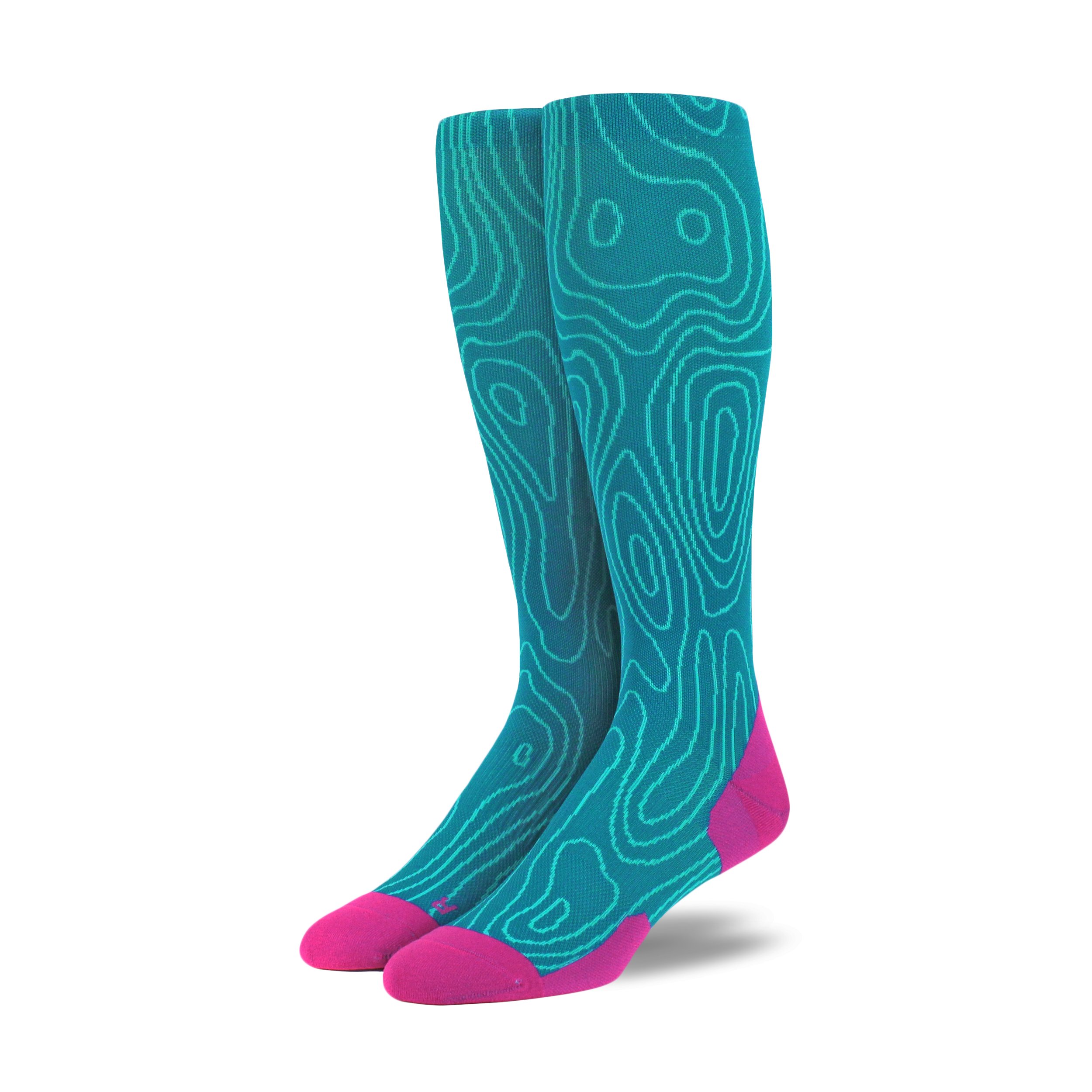 A pair of Topo Run OTC Compression Socks designed for runners, featuring graduated compression technology and a breathable fabric for enhanced performance.