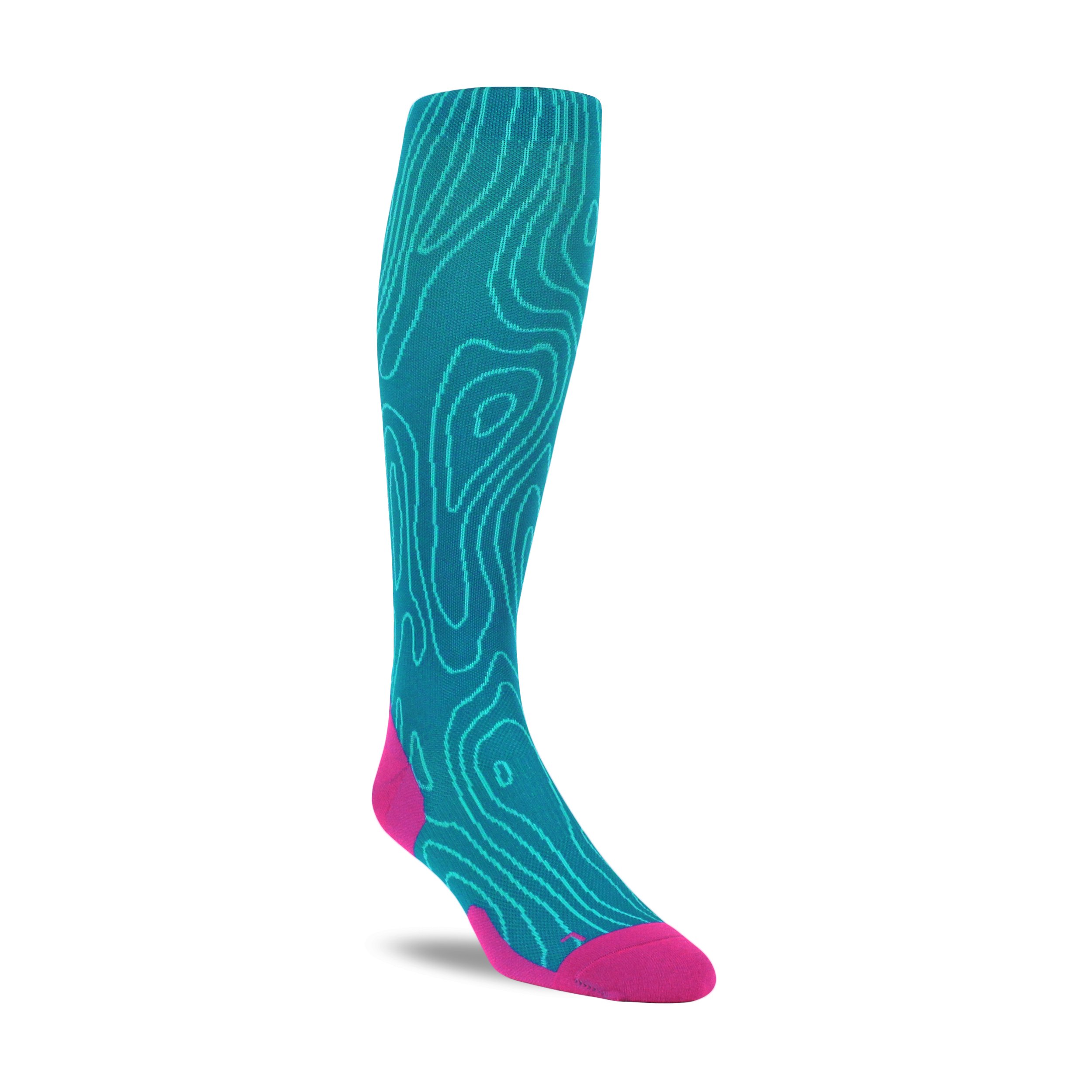 A pair of Topo Run OTC Compression Socks designed for runners, featuring graduated compression technology and a breathable fabric for enhanced performance.