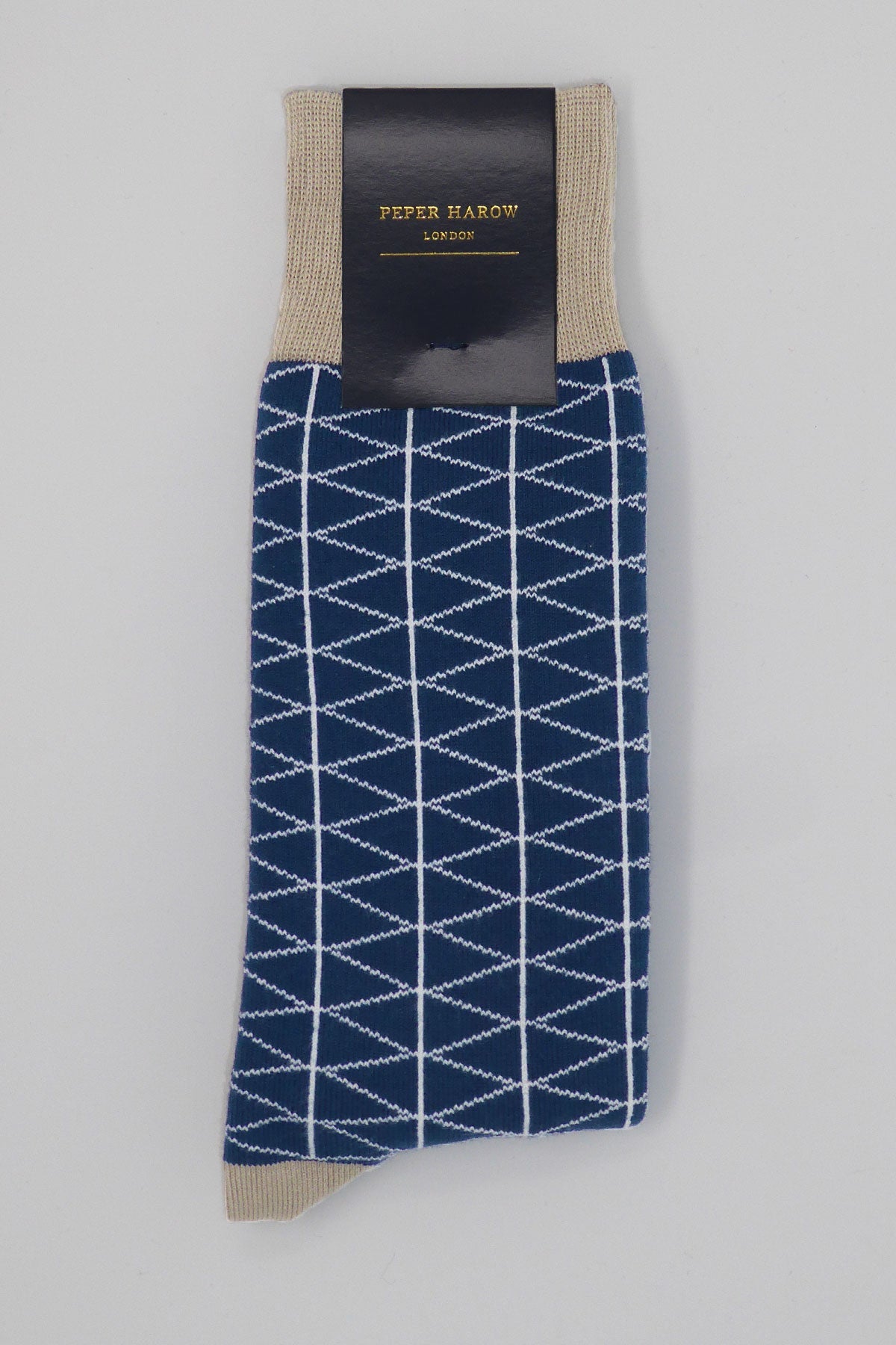 Tritile Men's Socks in royal blue with white stripes, showcasing luxury and comfort.