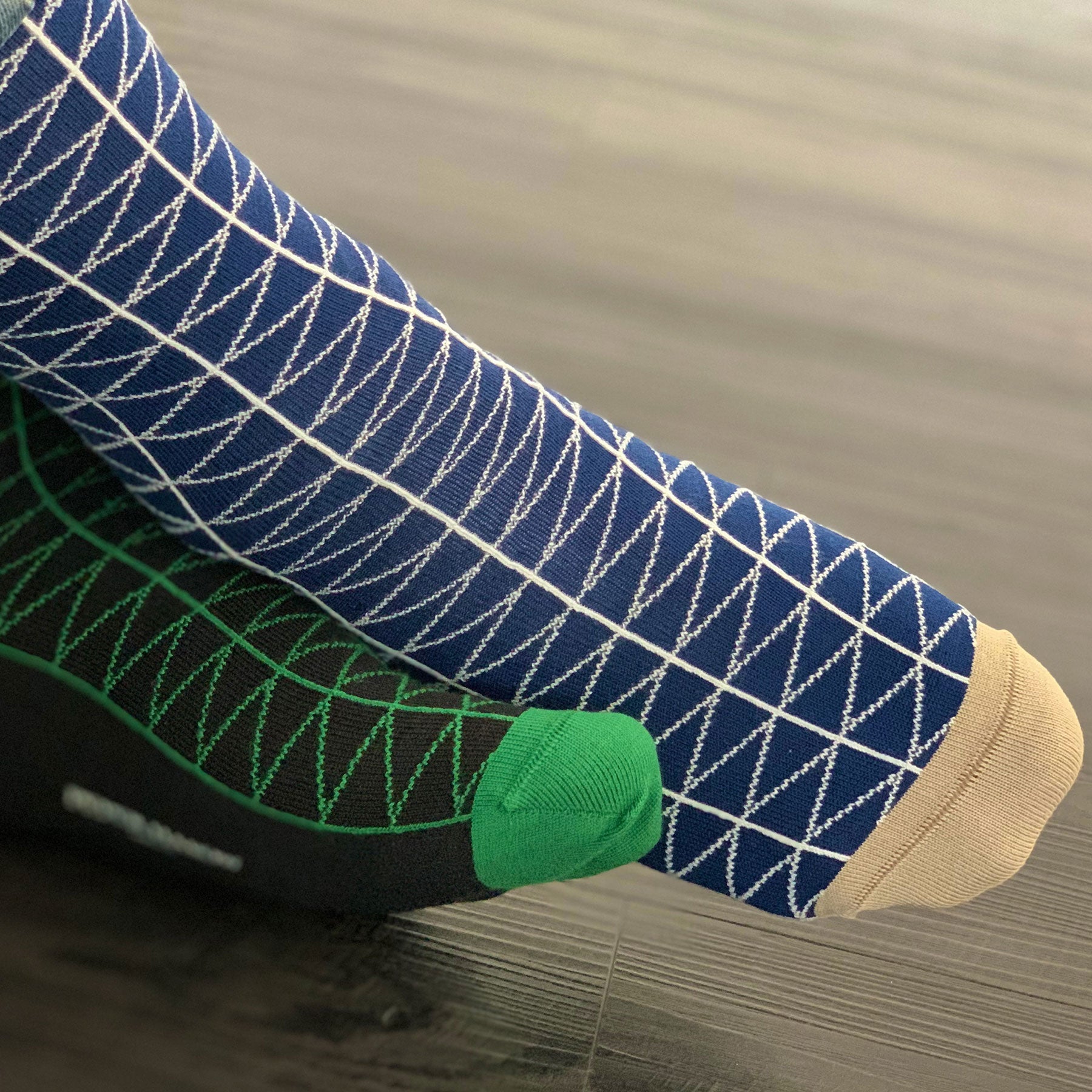 Tritile Men's Socks in royal blue with white stripes, showcasing luxury and comfort.