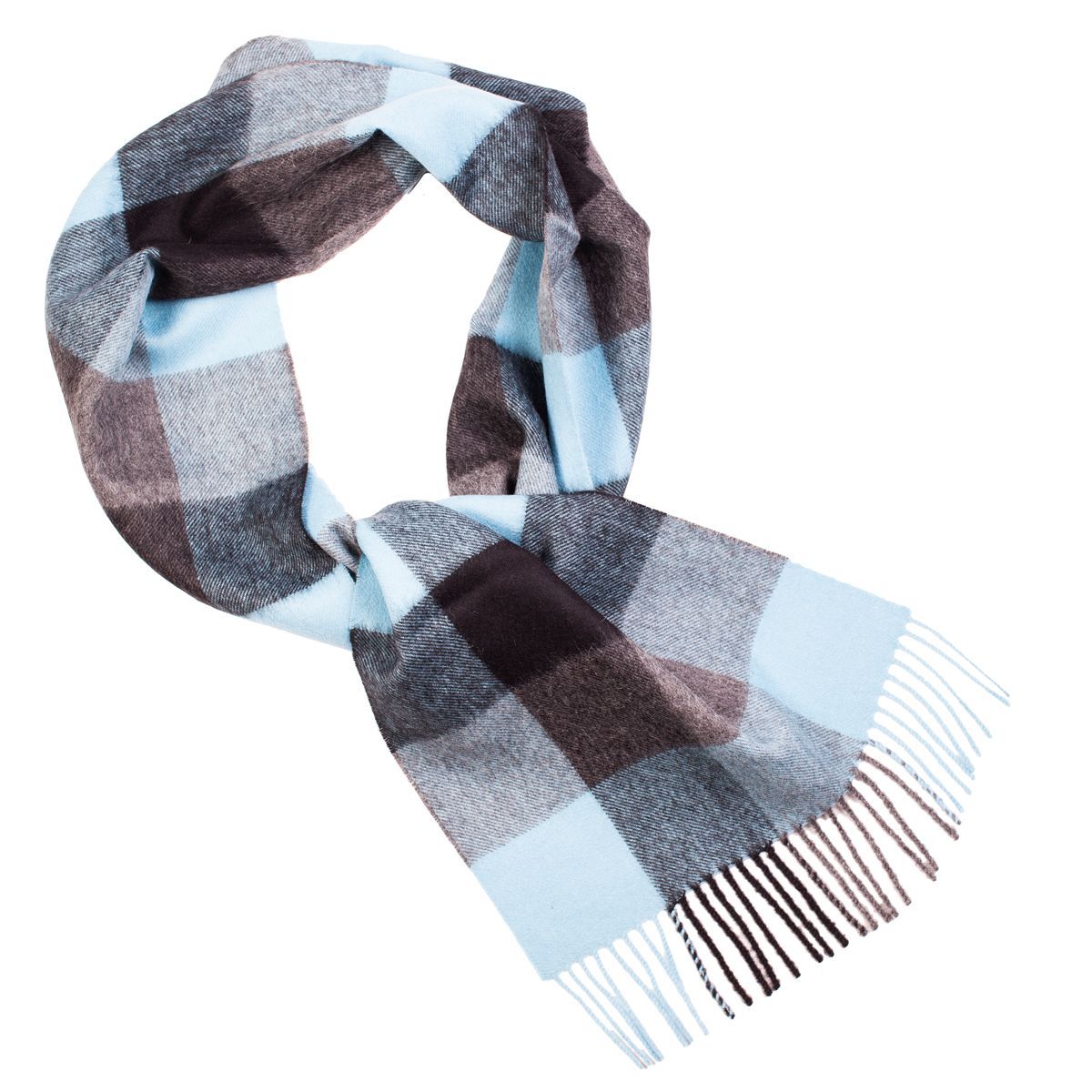 A luxurious turquoise checkered scarf made from 100% baby alpaca wool, showcasing its soft texture and elegant design.