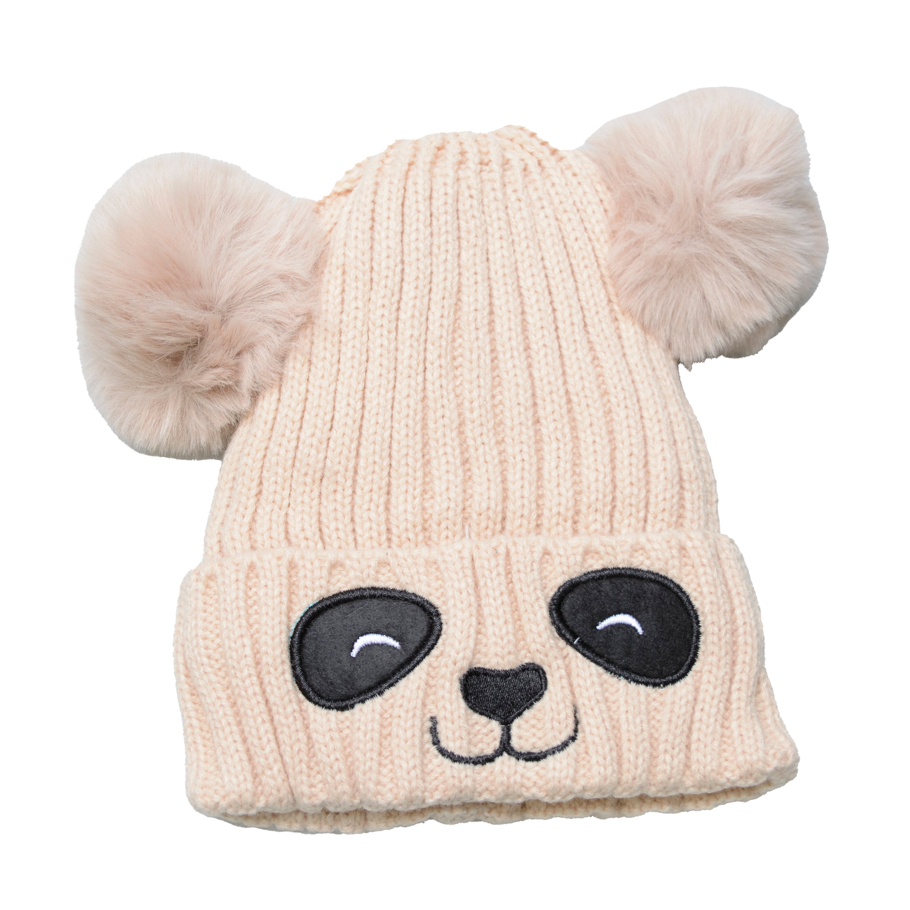 Unisex Cute Panda Cartoon Pattern Knit Winter Beanie for Kids, featuring a playful panda design, available in multiple colors.