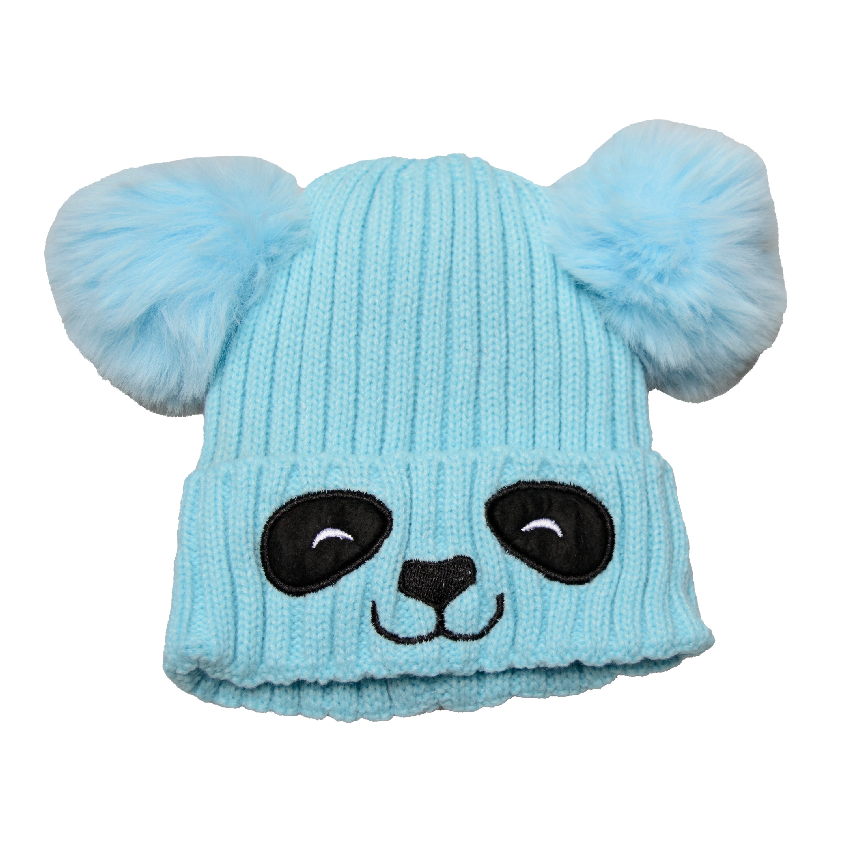 Unisex Cute Panda Cartoon Pattern Knit Winter Beanie for Kids, featuring a playful panda design, available in multiple colors.