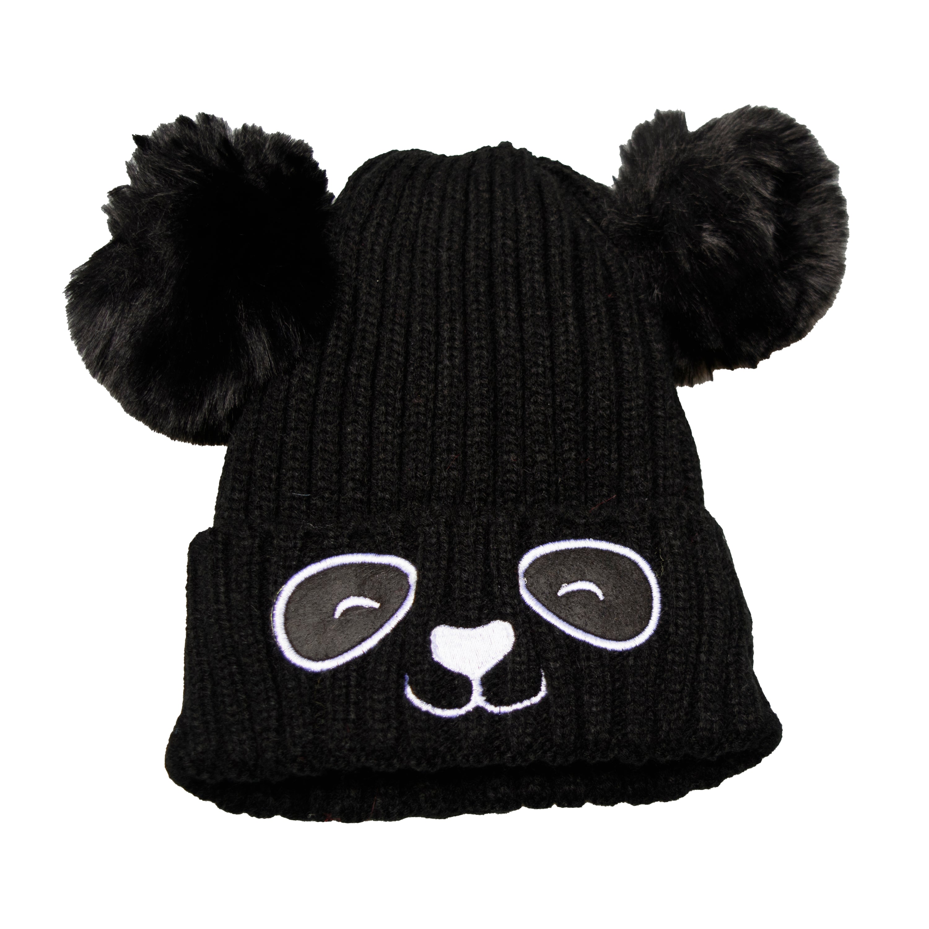 Unisex Cute Panda Cartoon Pattern Knit Winter Beanie for Kids, featuring a playful panda design, available in multiple colors.