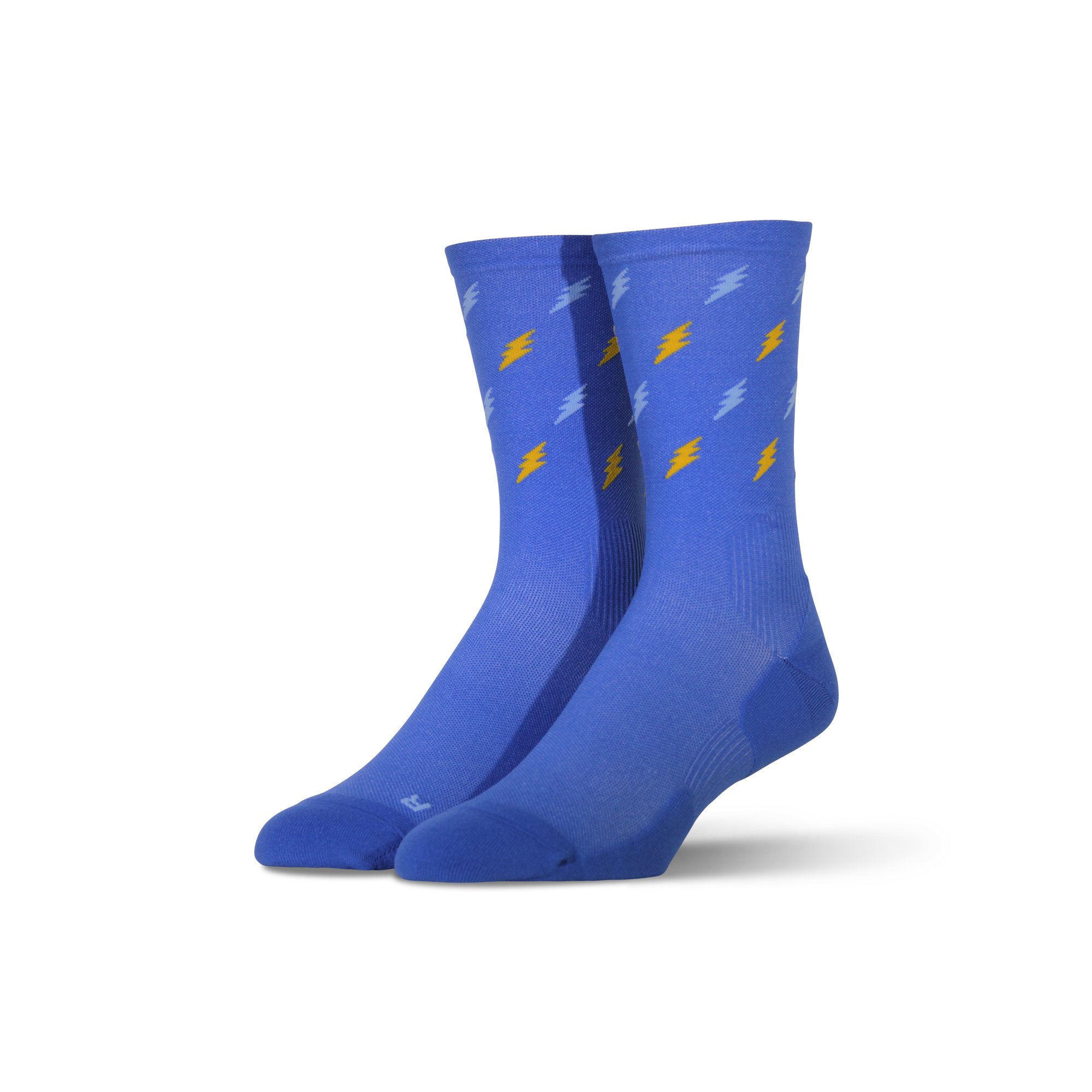 A pair of Voltage Run Crew Compression Socks designed for athletic performance, featuring graduated compression and moisture-wicking technology.