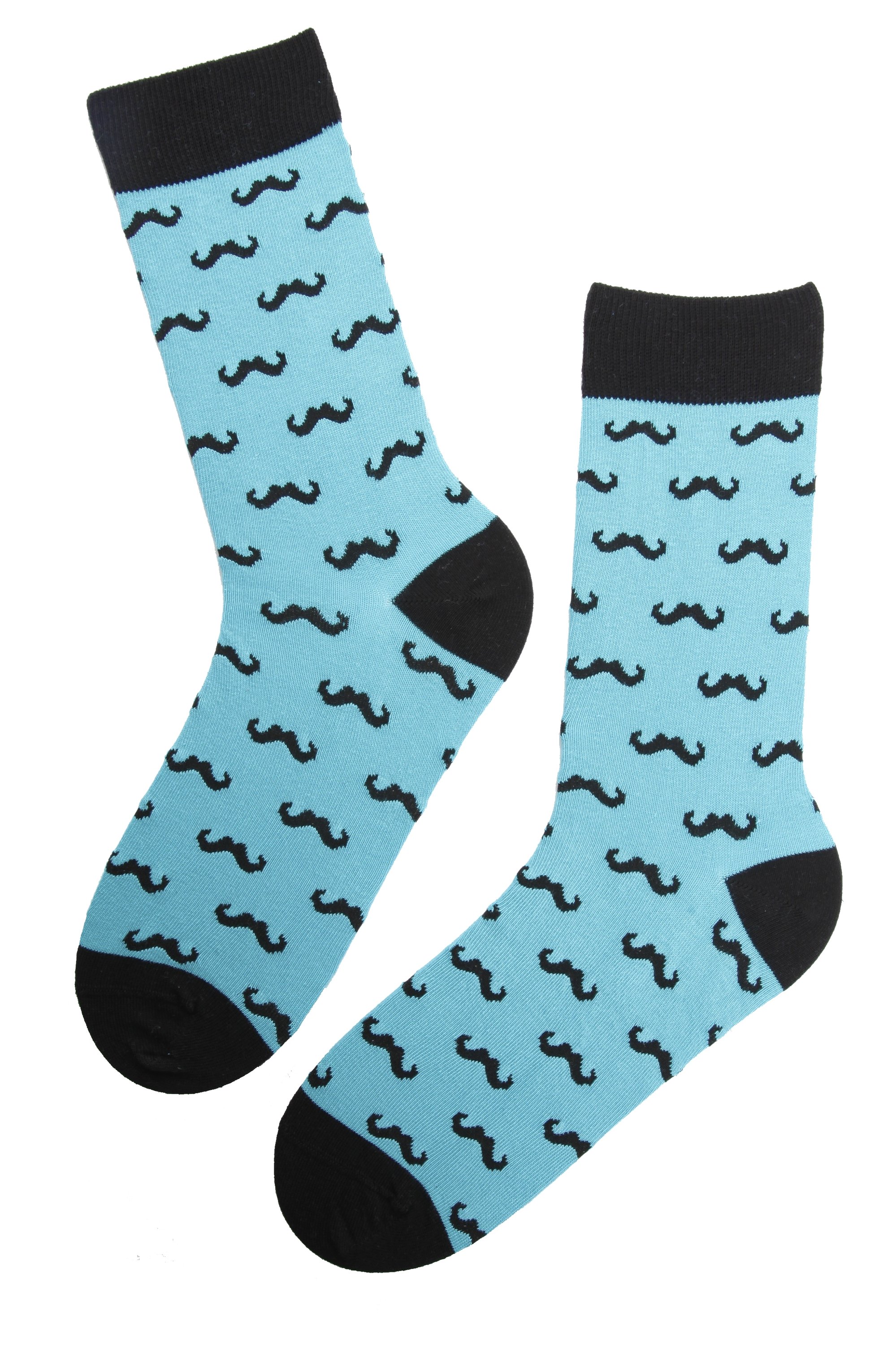 VUNTS light blue cotton socks for men with a unique moustache knit pattern, showcasing their soft texture and stylish design.