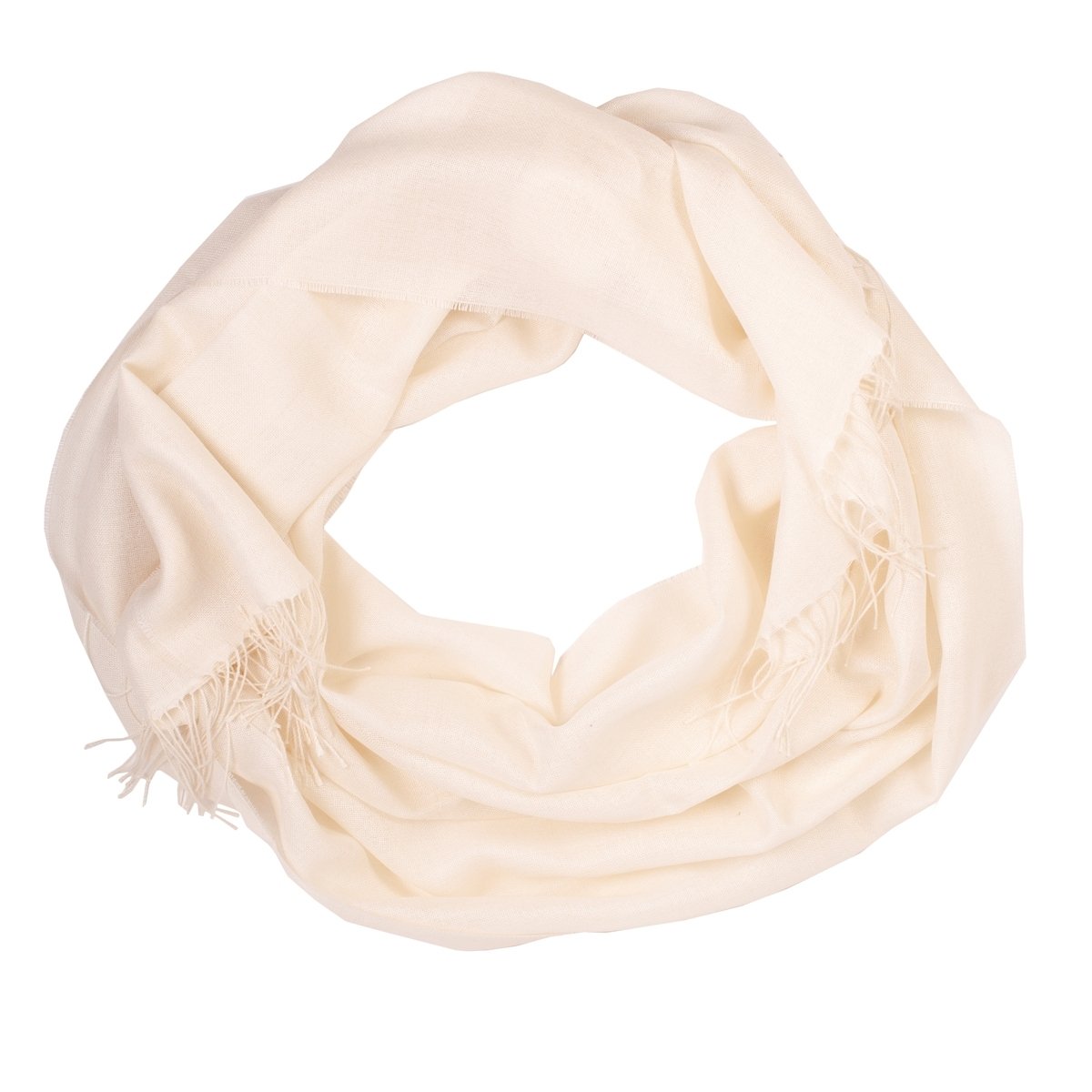 Luxurious white shawl made from 70% baby alpaca wool and 30% silk, showcasing its soft texture and elegant design.