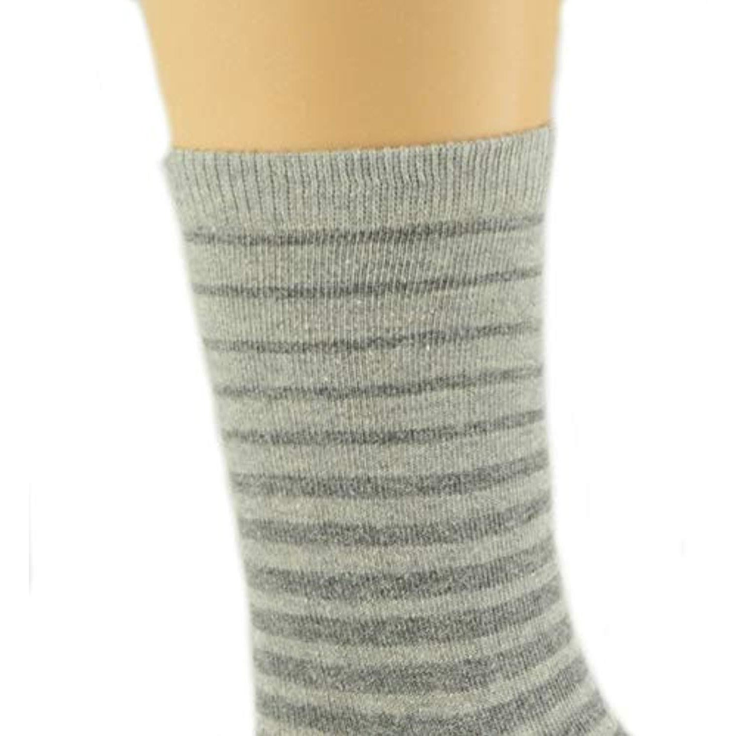 A pair of Women's Stripe Cotton Crew Socks featuring a stylish stripe design, made from a soft cotton blend for comfort.