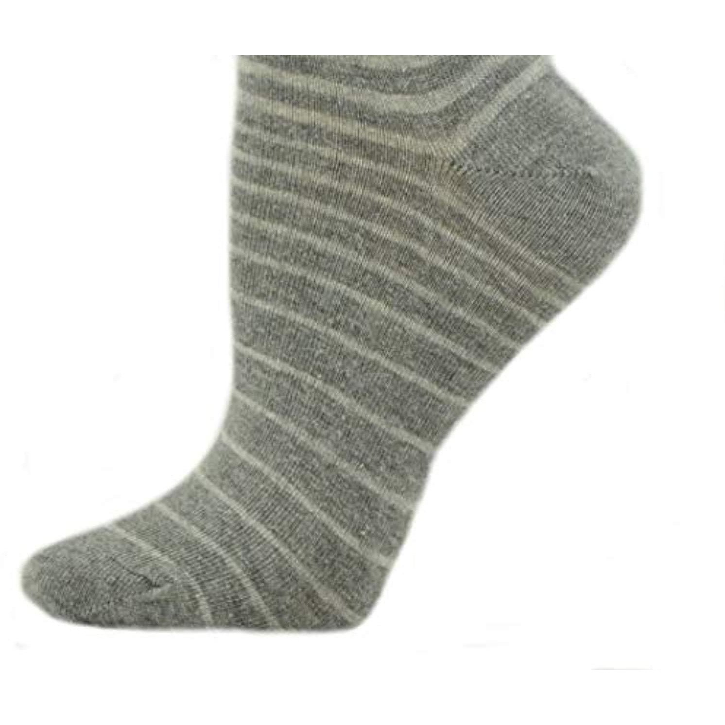 A pair of Women's Stripe Cotton Crew Socks featuring a stylish stripe design, made from a soft cotton blend for comfort.