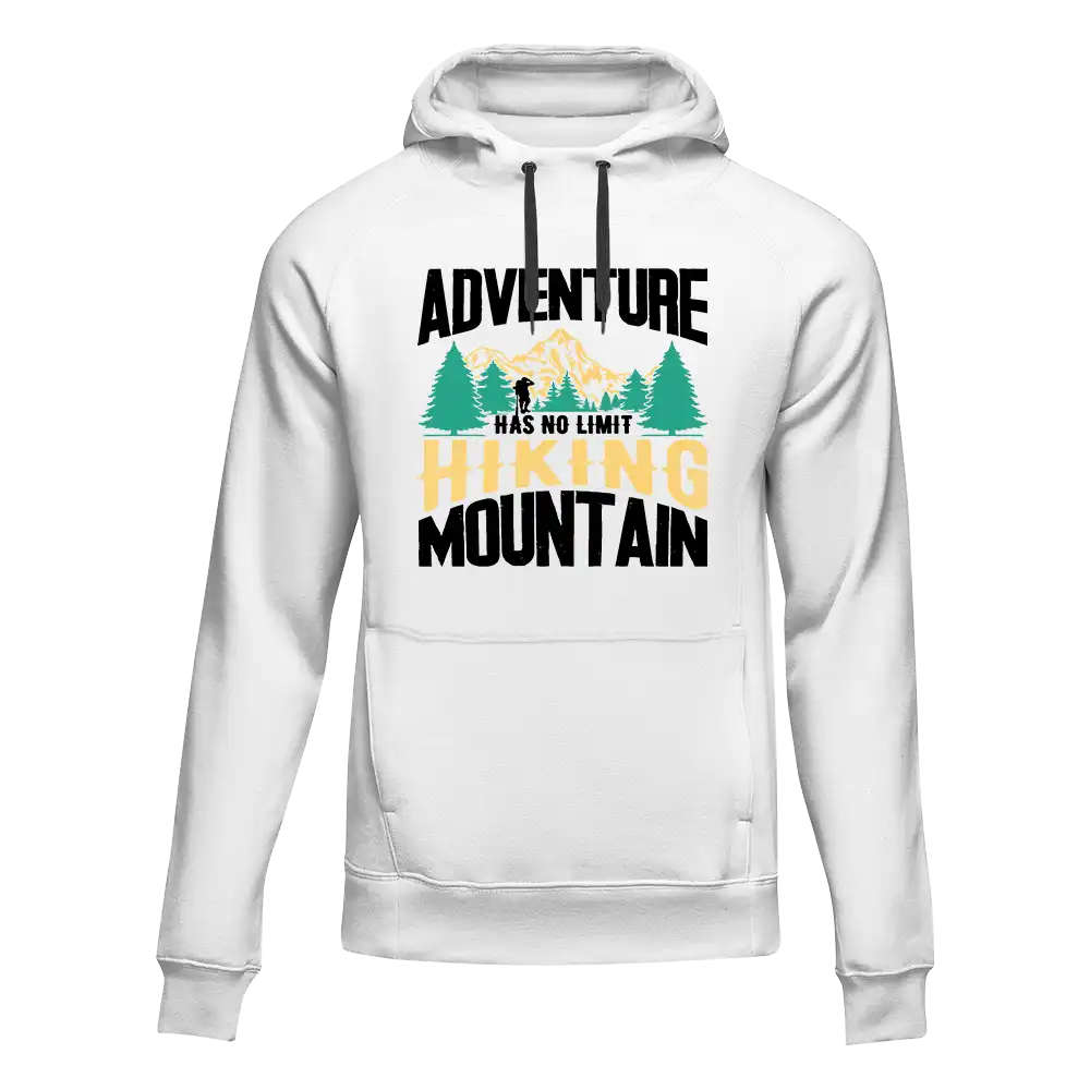 Adventure Has No Limit Unisex Hoodie in a classic fit, showcasing its comfortable fabric and stylish design, perfect for both men and women.