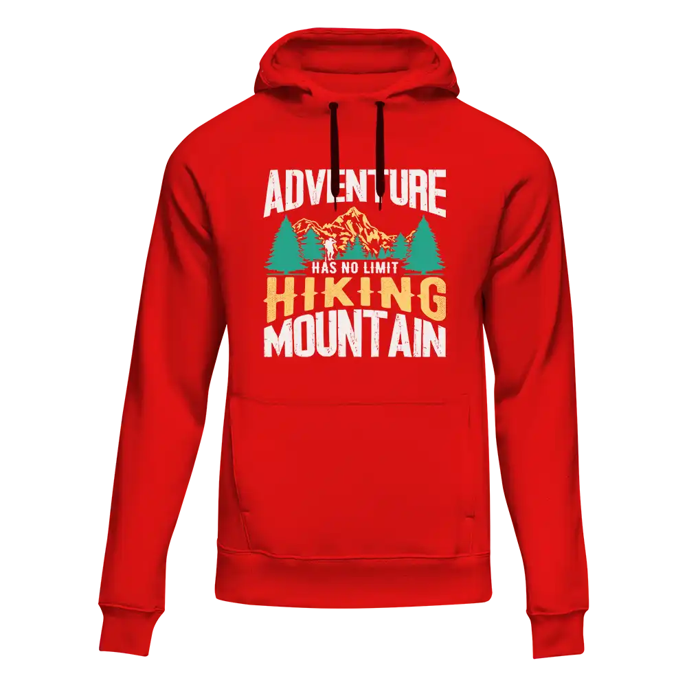 Adventure Has No Limit Unisex Hoodie in a classic fit, showcasing its comfortable fabric and stylish design, perfect for both men and women.