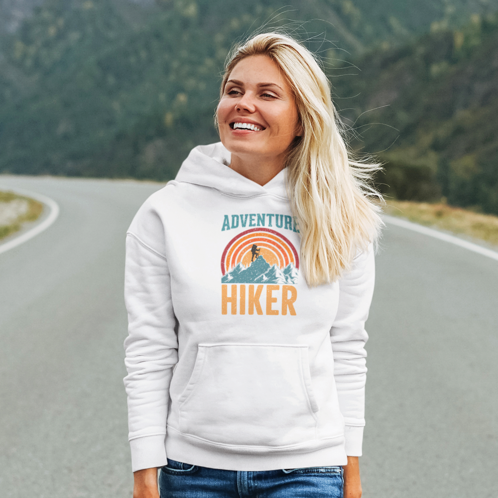 Adventure Hiker Unisex Hoodie featuring a stylish design, made from soft cotton/polyester blend, perfect for outdoor activities.