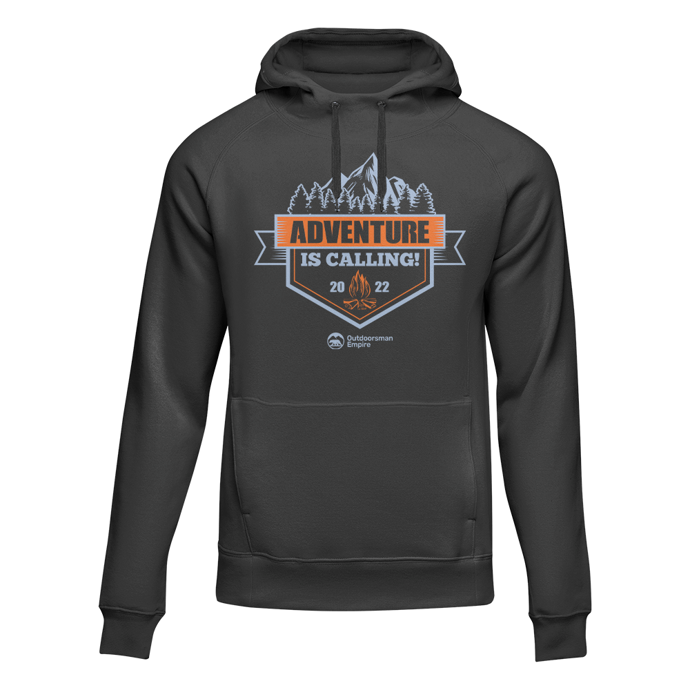 A stylish unisex hoodie featuring the phrase 'Adventure Is Calling', perfect for outdoor enthusiasts and casual wear.