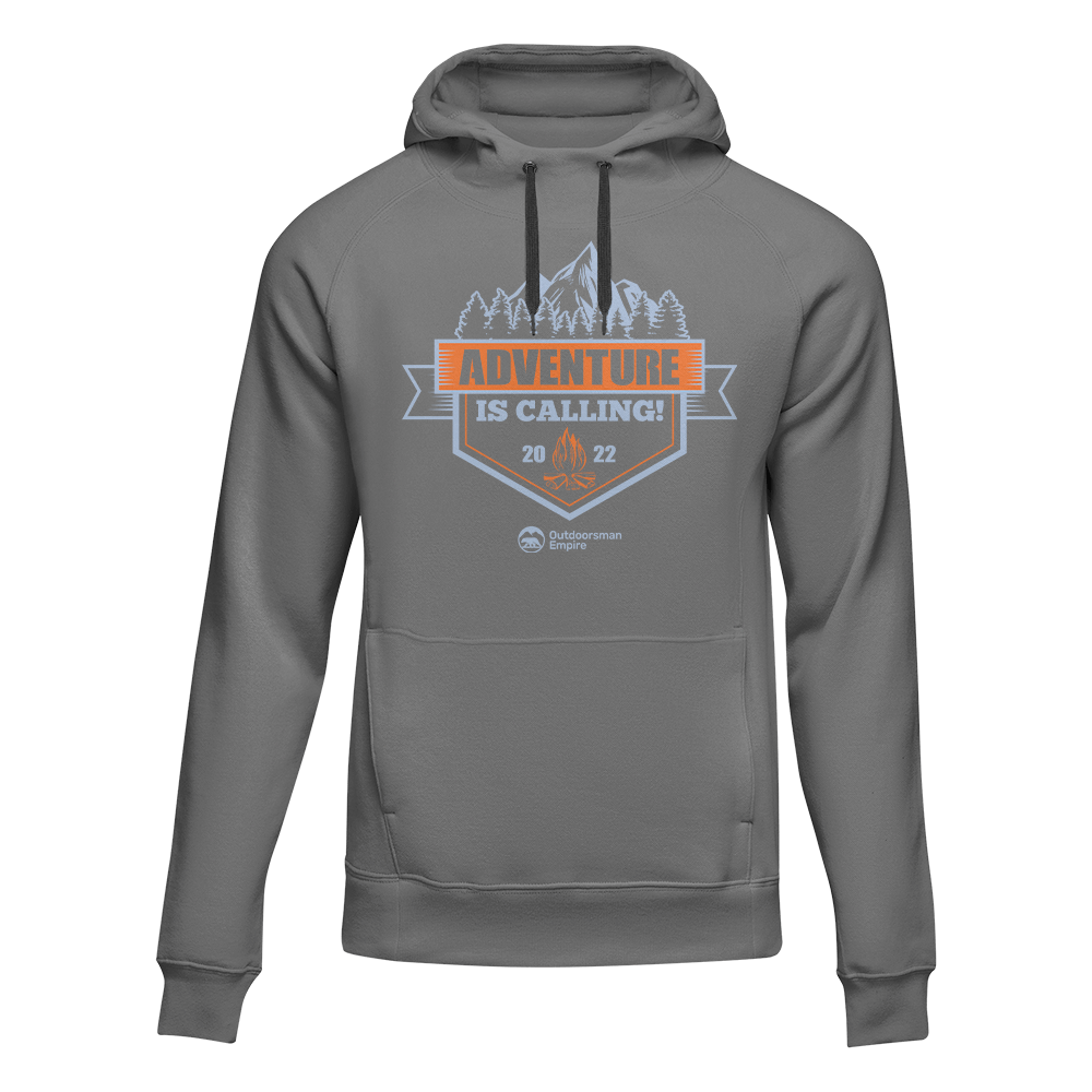 A stylish unisex hoodie featuring the phrase 'Adventure Is Calling', perfect for outdoor enthusiasts and casual wear.