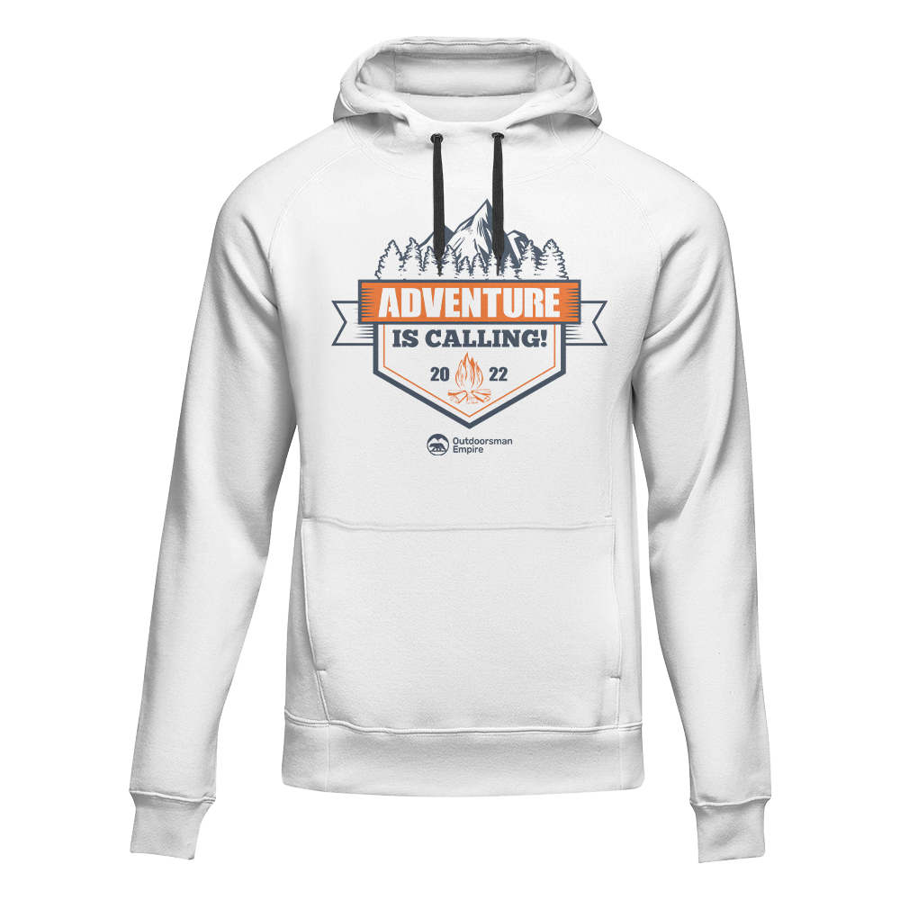 A stylish unisex hoodie featuring the phrase 'Adventure Is Calling', perfect for outdoor enthusiasts and casual wear.