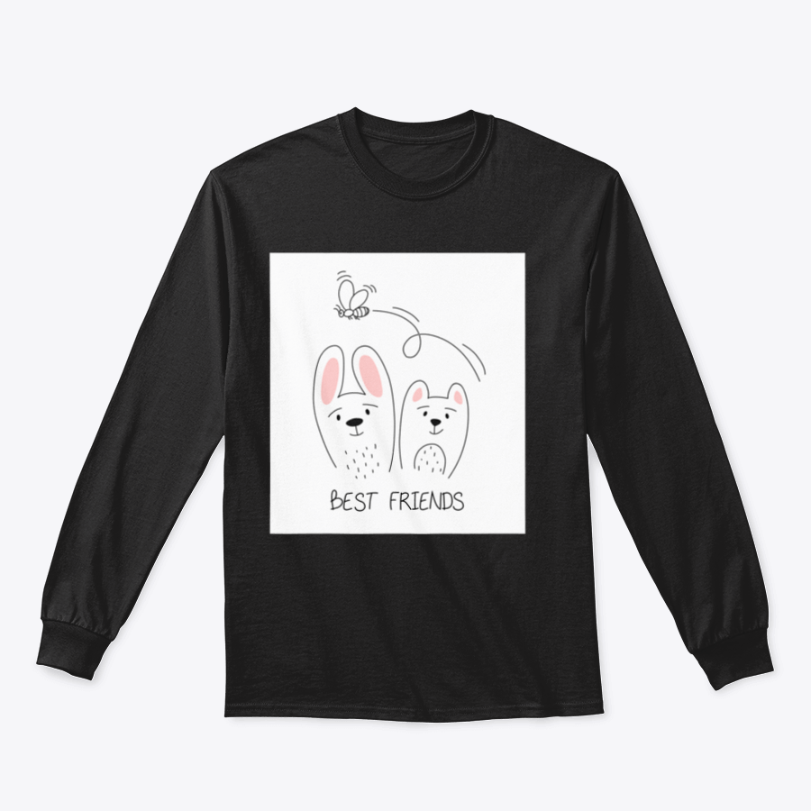 A stylish shirt featuring a doodle design of animal friends with the words 'Best Friends' in a playful font.