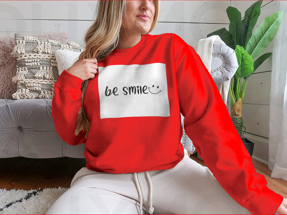 A stylish Be Smile Positive Slogan Design Vector Draw Shirt made from 100% cotton, featuring a cheerful slogan in a modern font.