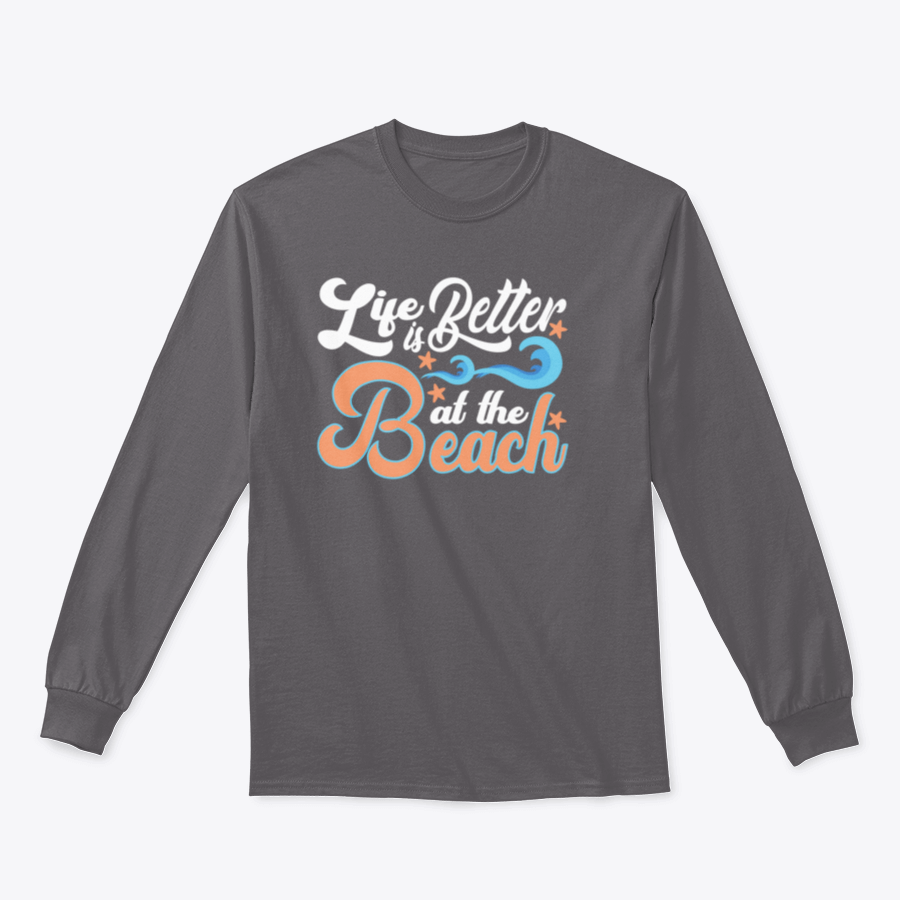 A comfortable cotton T-shirt featuring the slogan 'Life Is Better At The Beach', perfect for beach lovers.