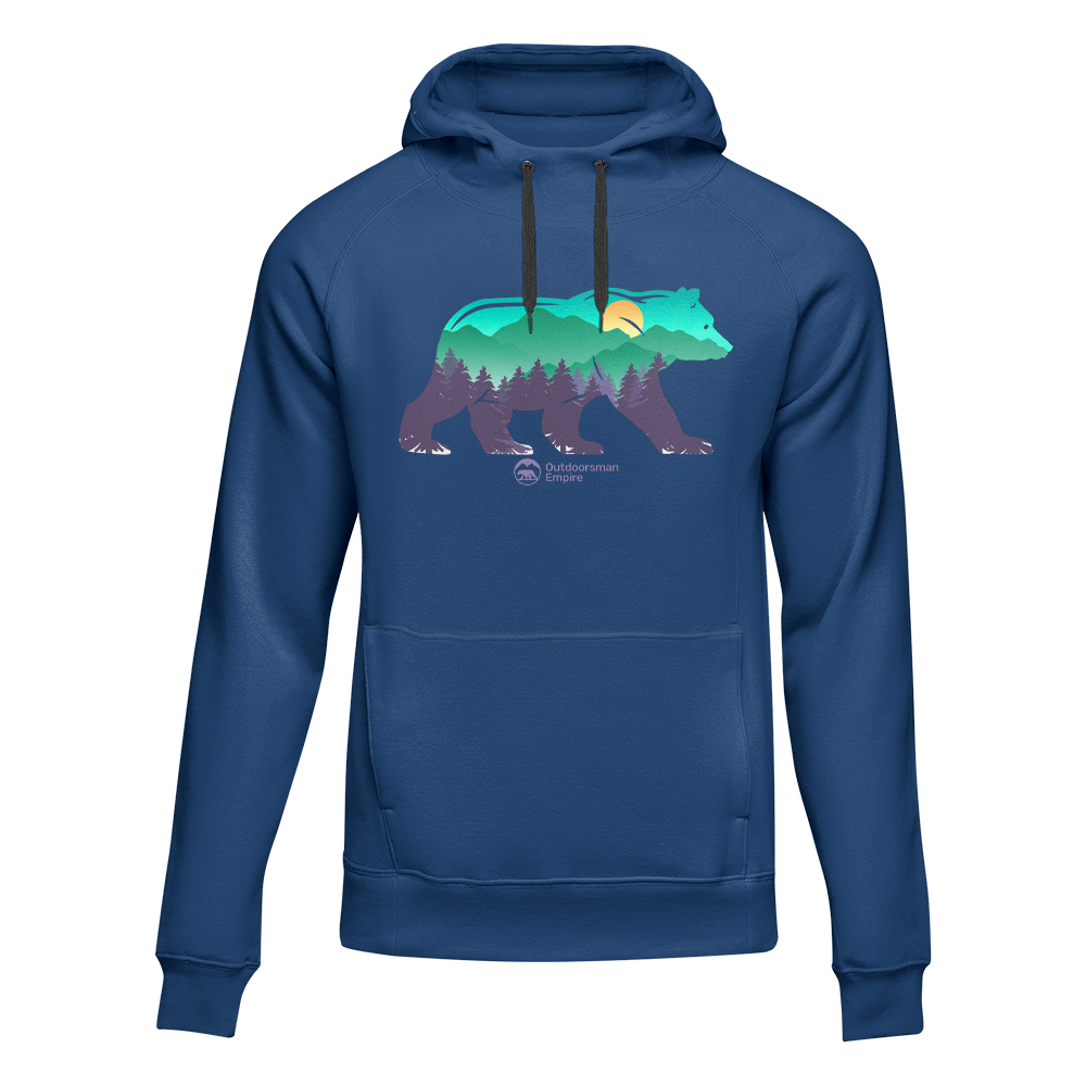 A stylish Bear Unisex Hoodie displayed on a mannequin, showcasing its classic fit and comfortable fabric, perfect for everyday wear.