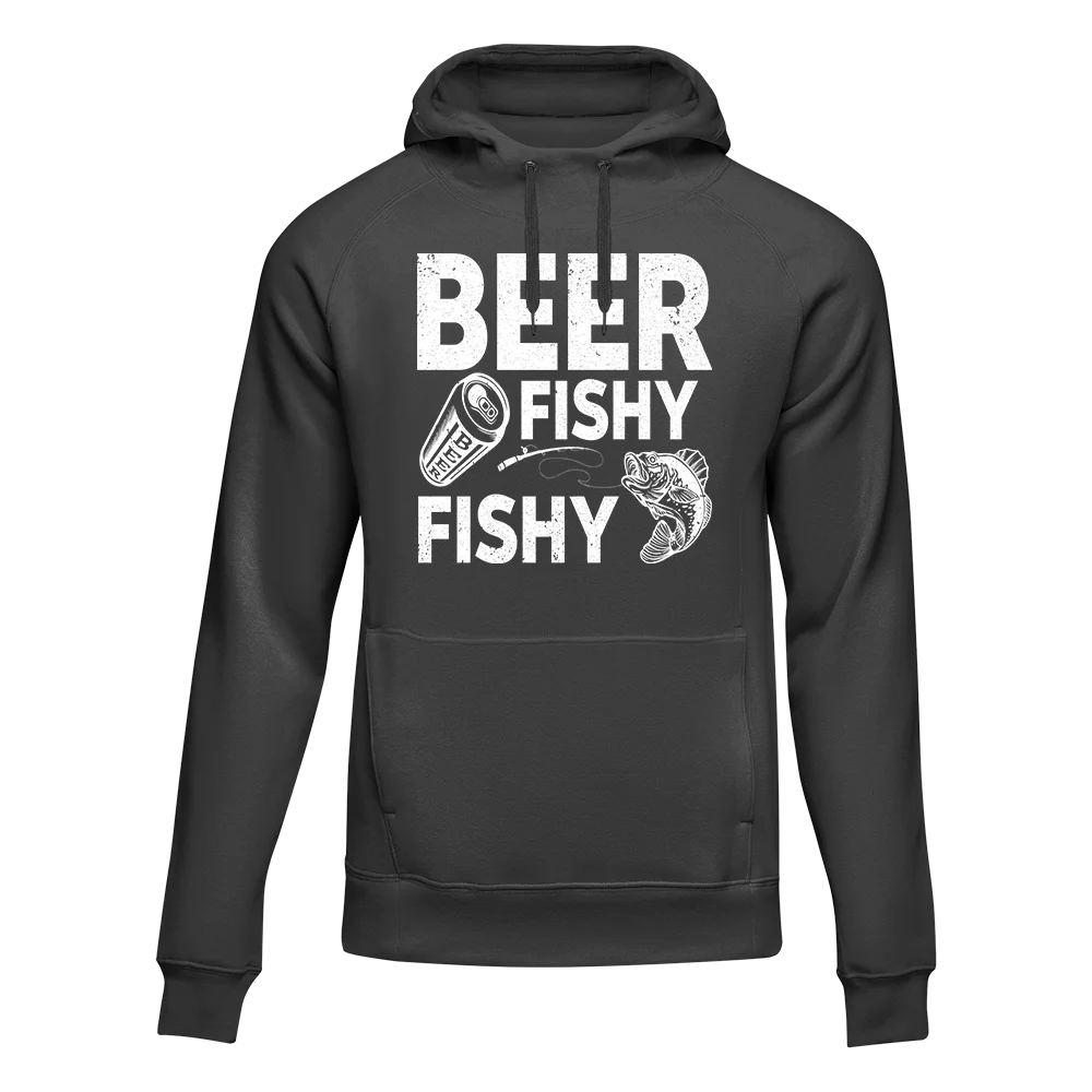 Beer Fishy Fishy Unisex Hoodie featuring a unique design, made from a soft cotton-polyester blend, suitable for both men and women.