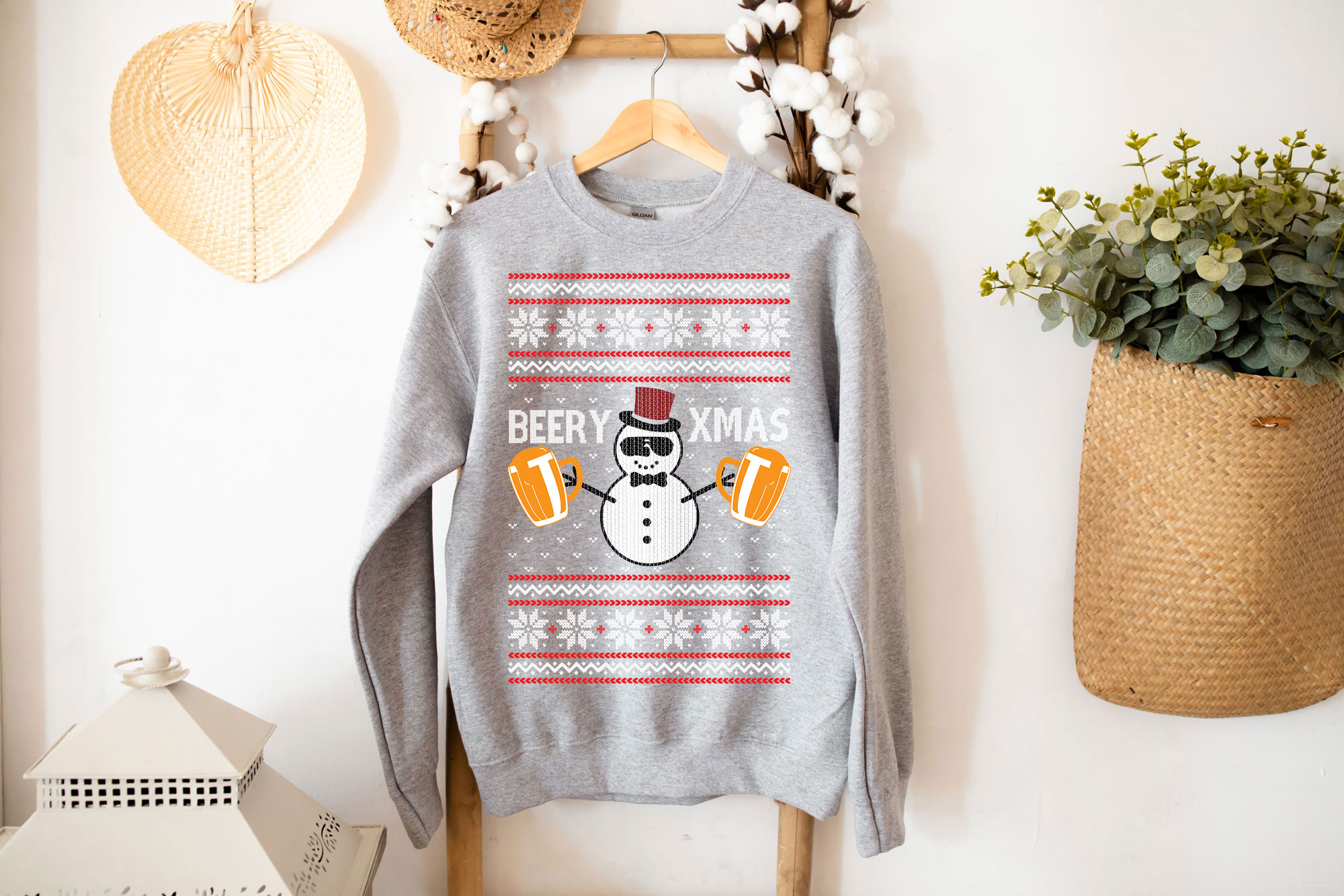 A cozy Beer for Christmas Sweatshirt featuring a festive design, perfect for holiday celebrations and casual wear.