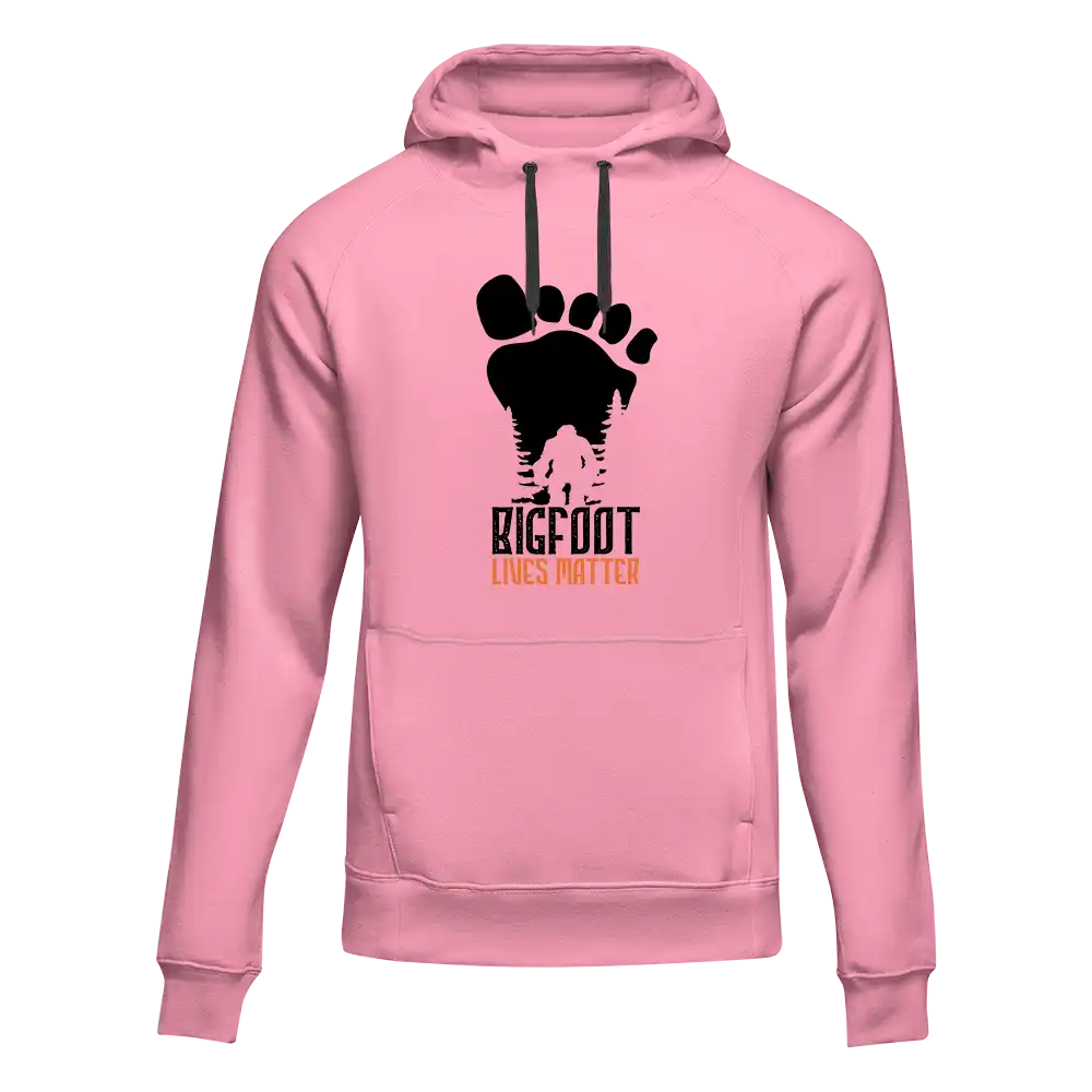 Bigfoot Lives Matter Unisex Hoodie in various colors, showcasing its comfortable fit and unique design.