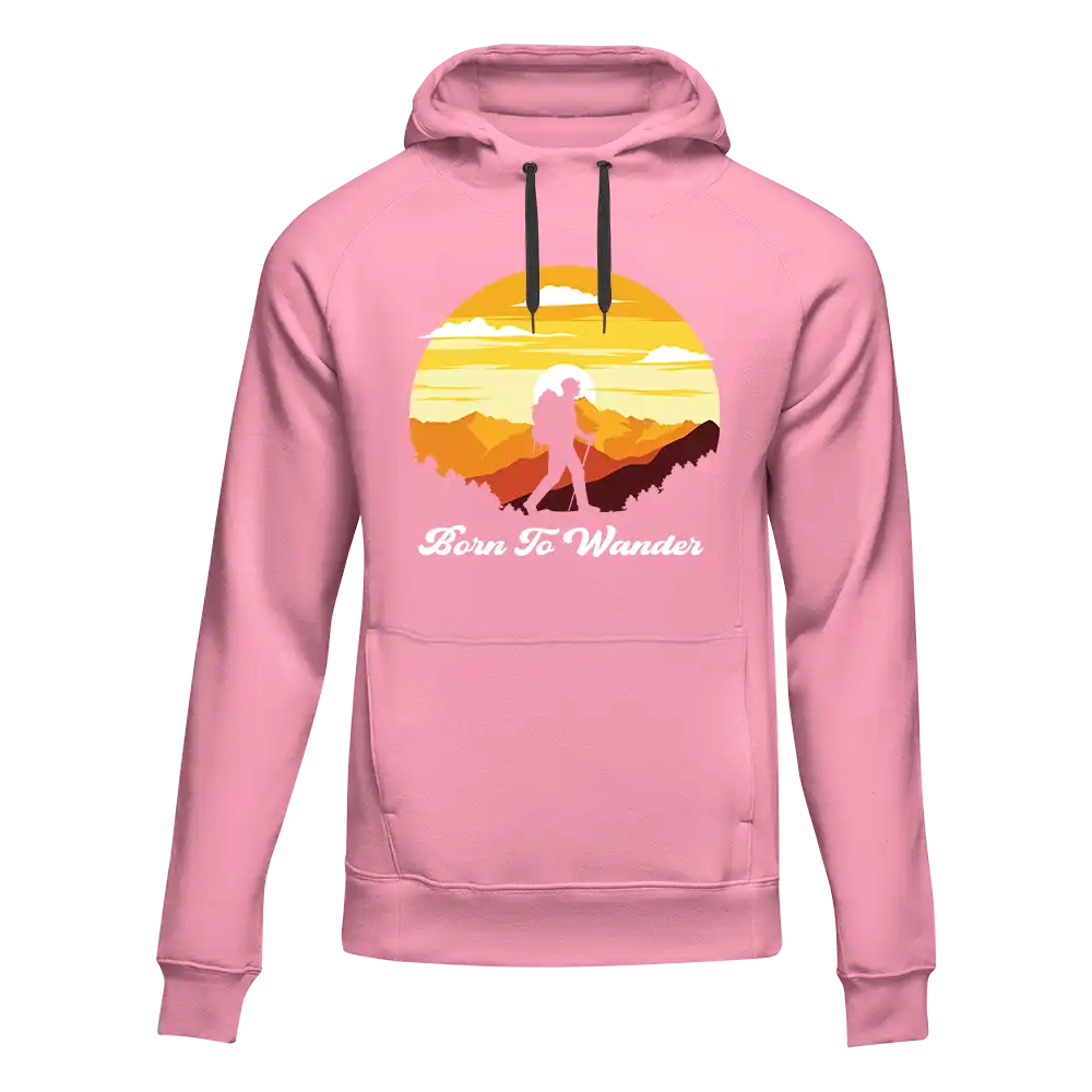 Born To Wander Unisex Hoodie in a classic fit, showcasing its comfortable design and vibrant colors, perfect for everyday wear.