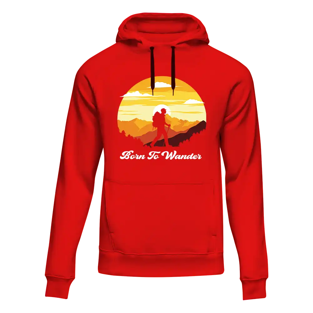 Born To Wander Unisex Hoodie in a classic fit, showcasing its comfortable design and vibrant colors, perfect for everyday wear.