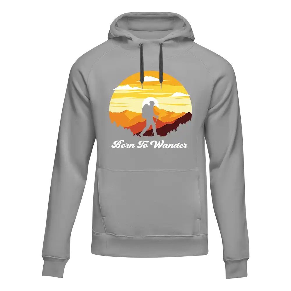 Born To Wander Unisex Hoodie in a classic fit, showcasing its comfortable design and vibrant colors, perfect for everyday wear.