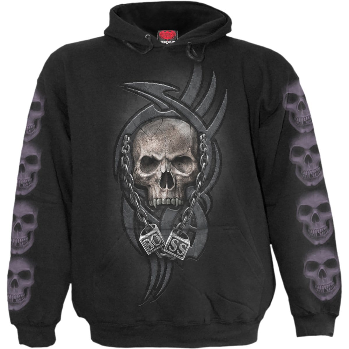 BOSS REAPER Hoody Black made from 100% cotton fleece, featuring a stylish design and comfortable fit.